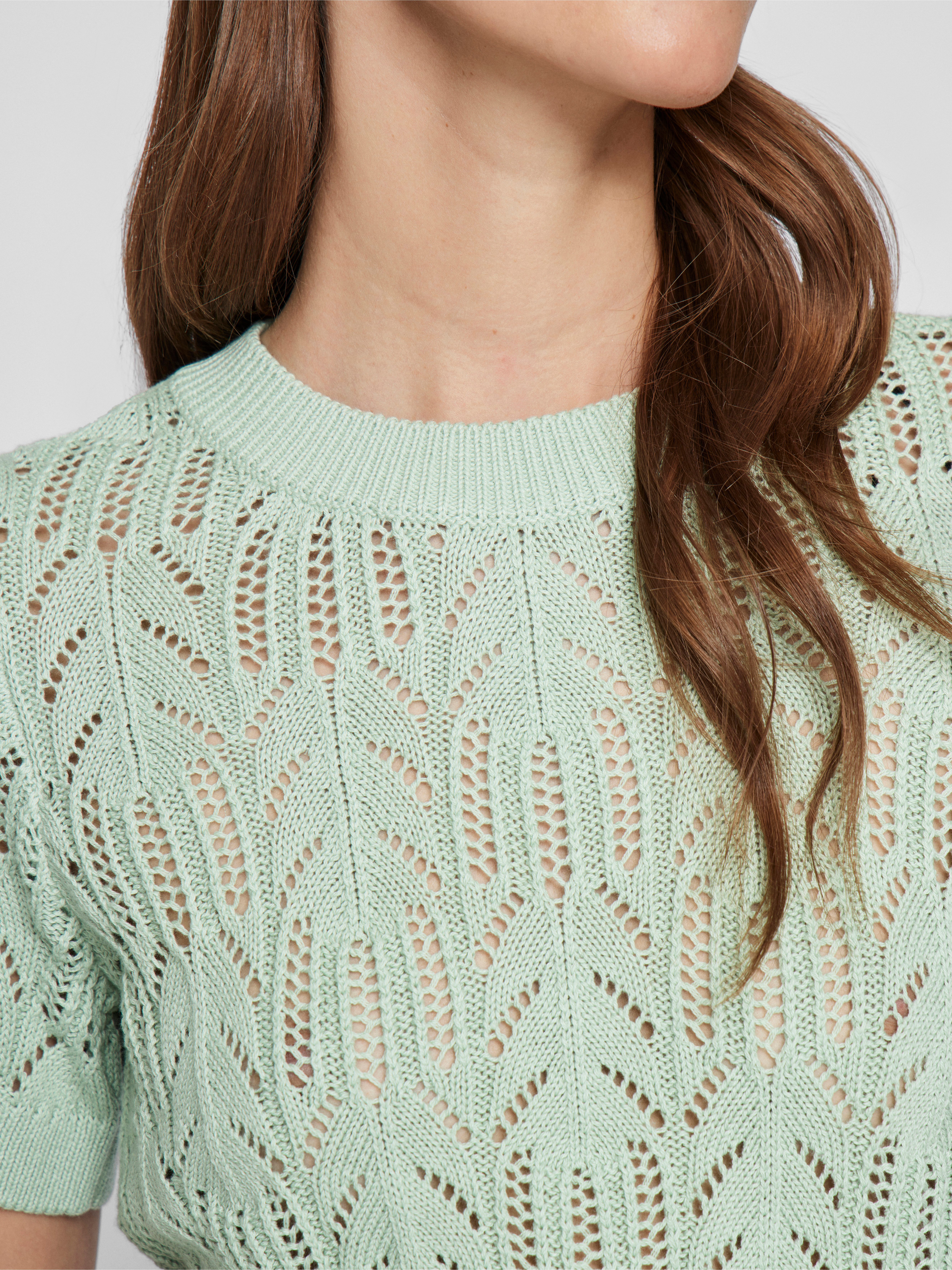 Vila Trui met korte mouwen VICOTTI S/S O-NECK KNIT TOP - NOOS