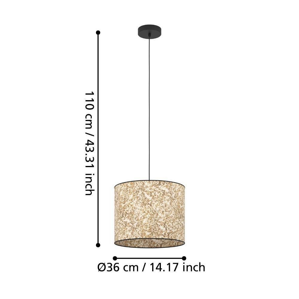 EGLO Hanglamp BUTTERBURN Hanglamp, eetkamerlamp, textiel met berkenbladeren, Ø 36 cm (1 stuk)