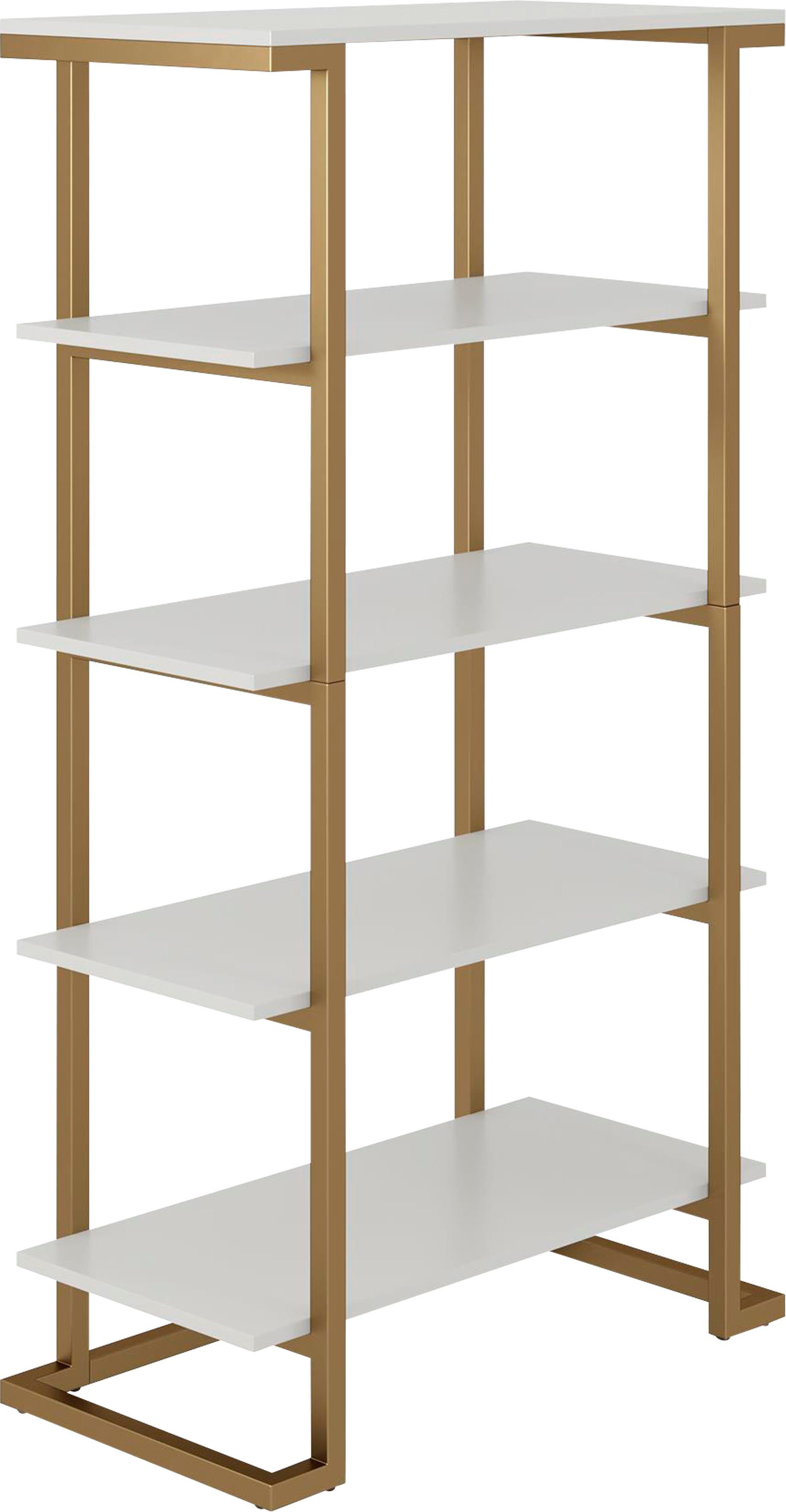 cosmoliving by cosmopolitan boekenkast camila 5 planken in houtlook, metalen frame, breedte 76,5 cm, hoogte 141 cm (1 stuk) wit