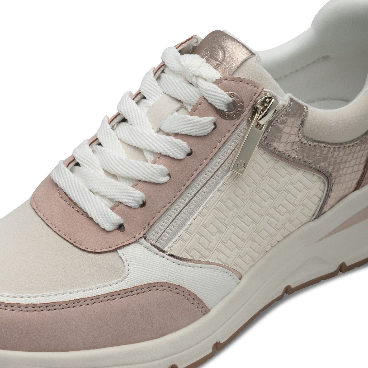 Tamaris Sneakers met sleehak vrijetijdsschoen, lage schoen, veterschoen met buitenrits
