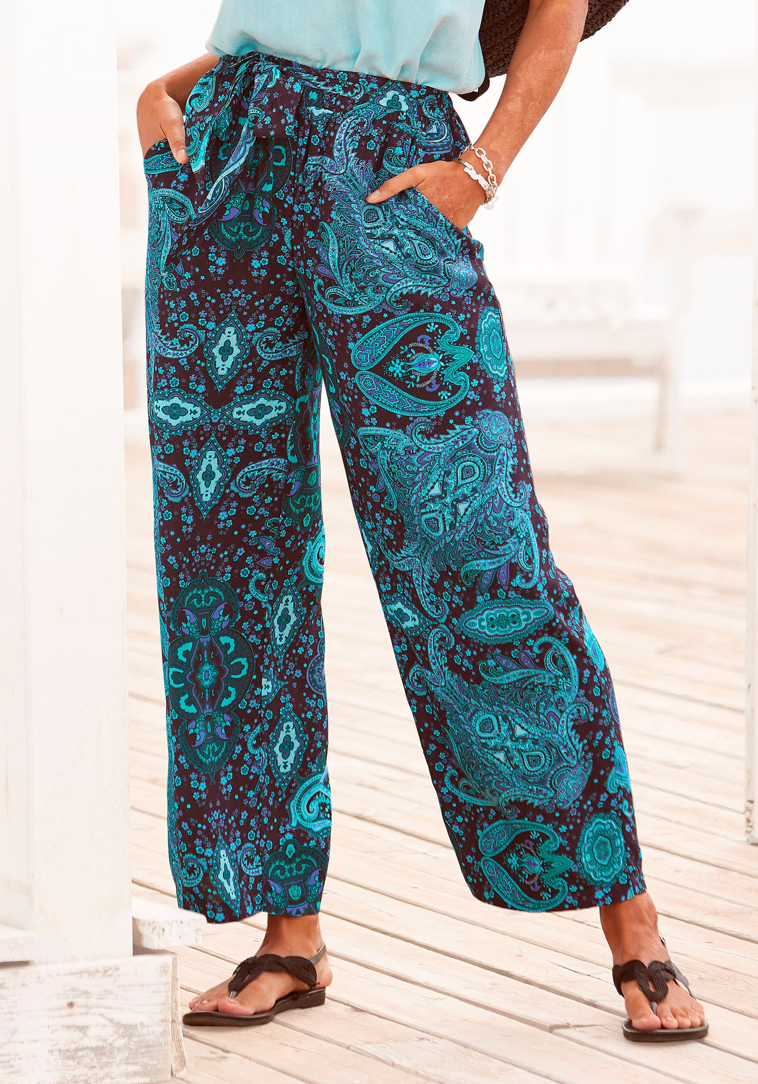 Vivance Palazzobroek en paisley print, elastische tailleband, sweatpants, stoffen broek (Met...