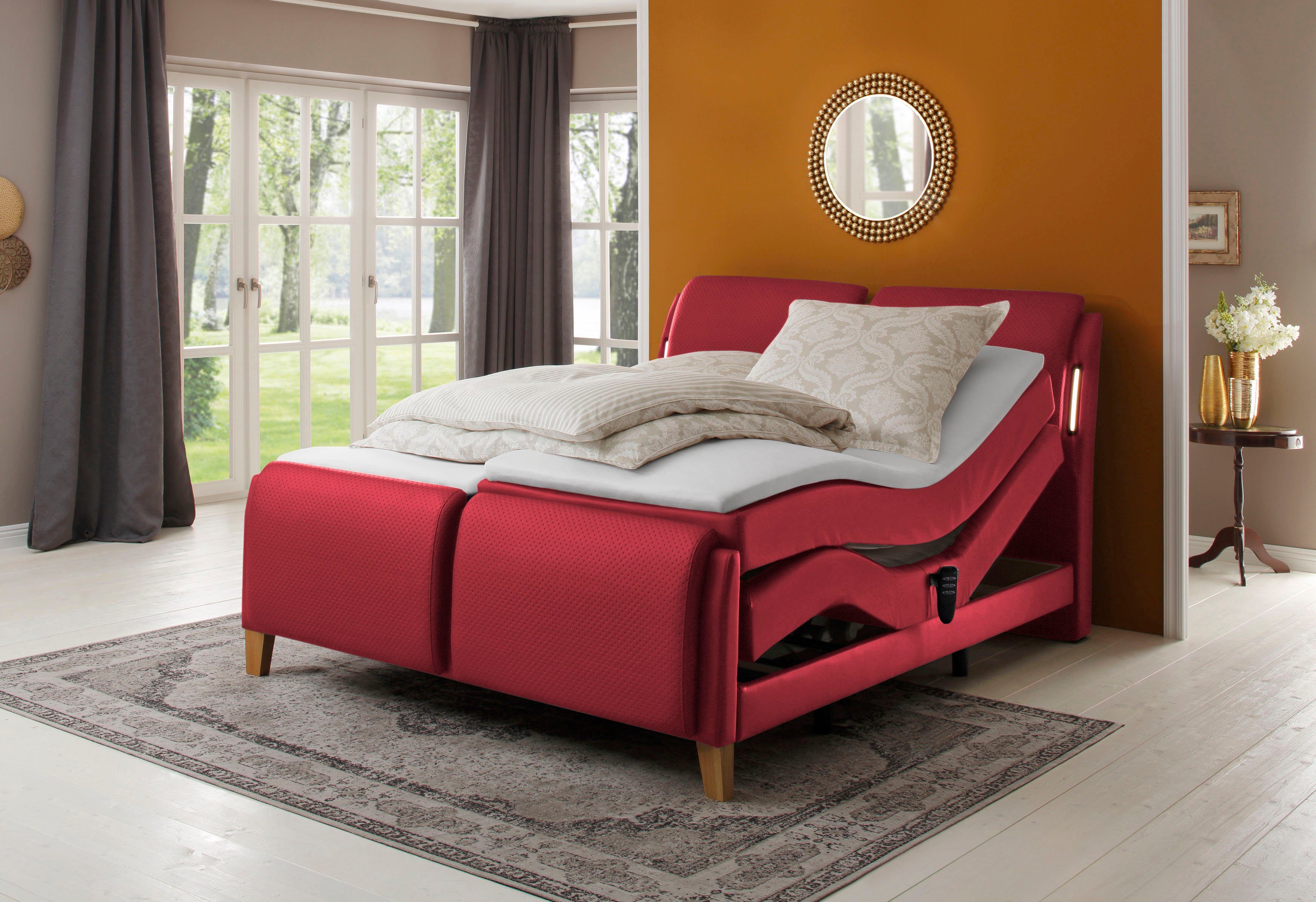 Home affaire Boxspring Messina2 Ligcomfort elektrisch verstelbaar boxsprings rood
