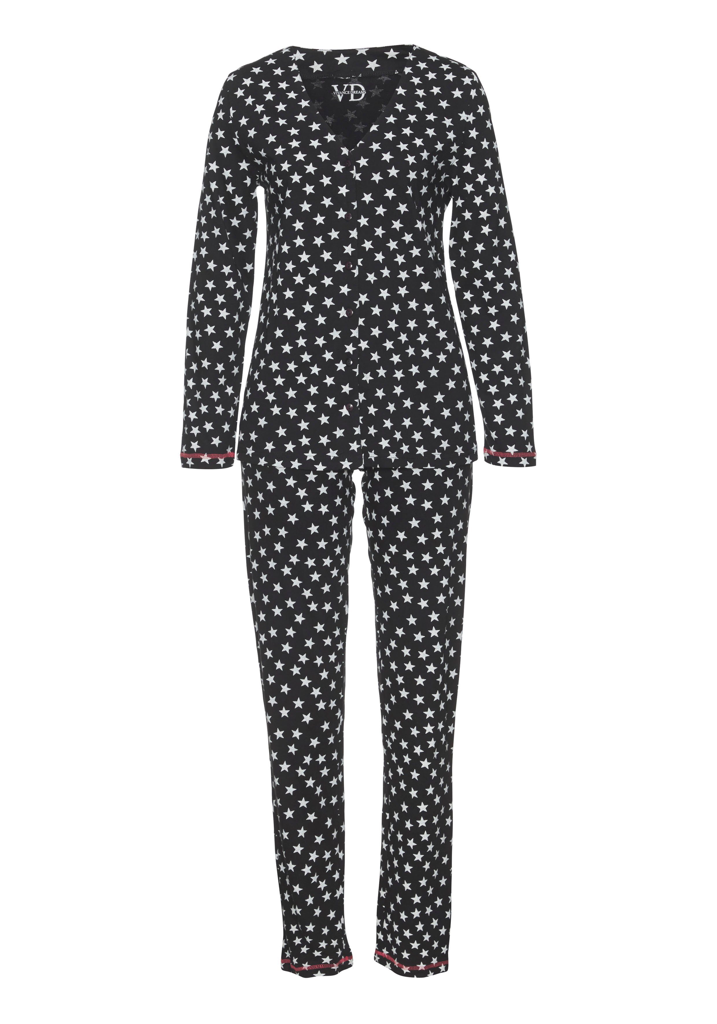 Vivance Dreams Pyjama met grote punten en sterretjes (4-delig, Set van 2)