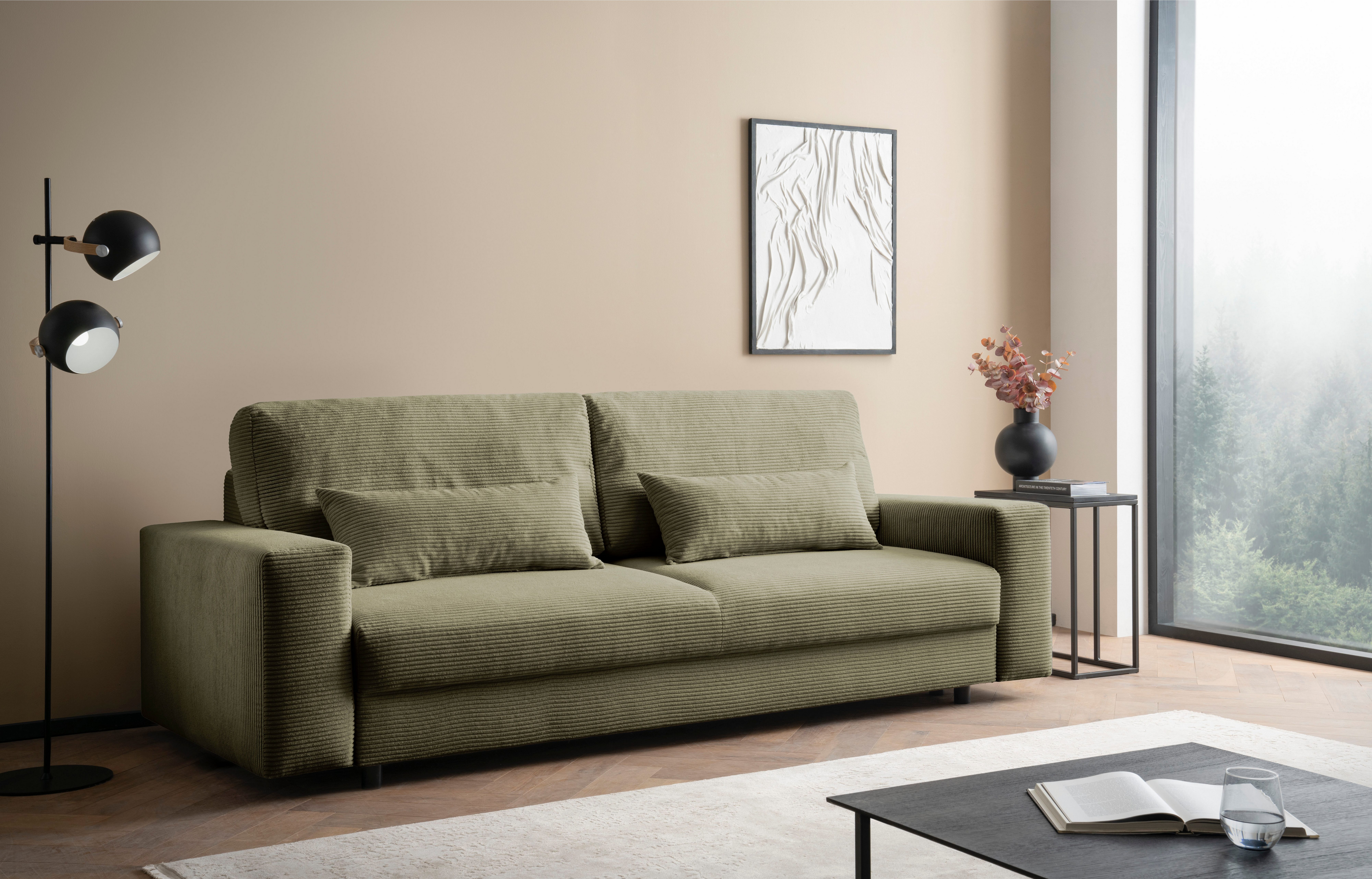 LeGer Home by Lena Gercke Slaapbank Imoga, kussen met slaapfunctie, 3-zits bank, bank met bedlade in moderne kleuren en stoffen, bedfunctie, ligoppervlak: 200x150 cm