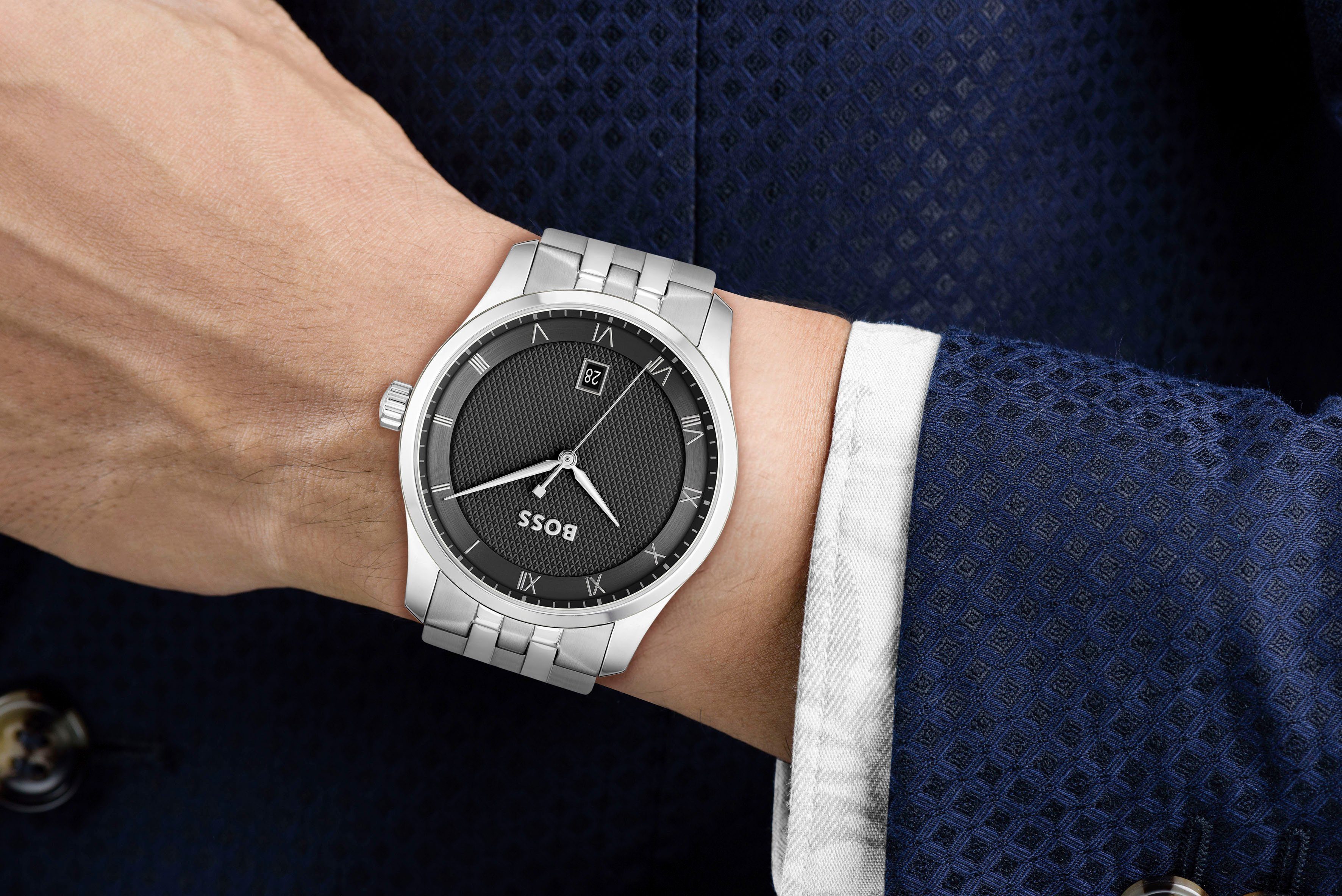 Boss Kwartshorloge Principle Horloge, herenhorloge, stalen band, ideaal ook als cadeau (set, 2-delig, Met leren band)