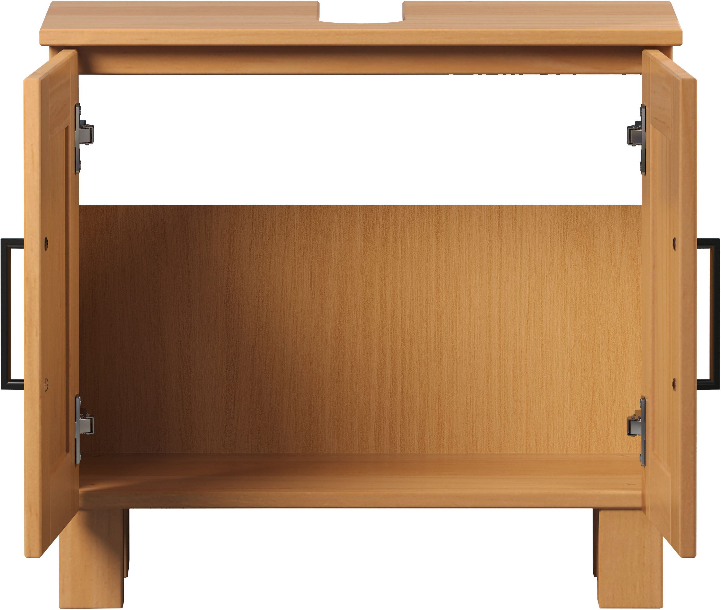 welltime Wastafelonderkast Ulea Wastafel van massief hout met handgrepen - afmetingen (B/D/H) 60/30/80 cm (1 stuk)