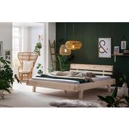 salesfever houten ledikant van massief vurenhout, balkenbed in authentieke look, futonbed in landelijke stijl, massief houten bed beige