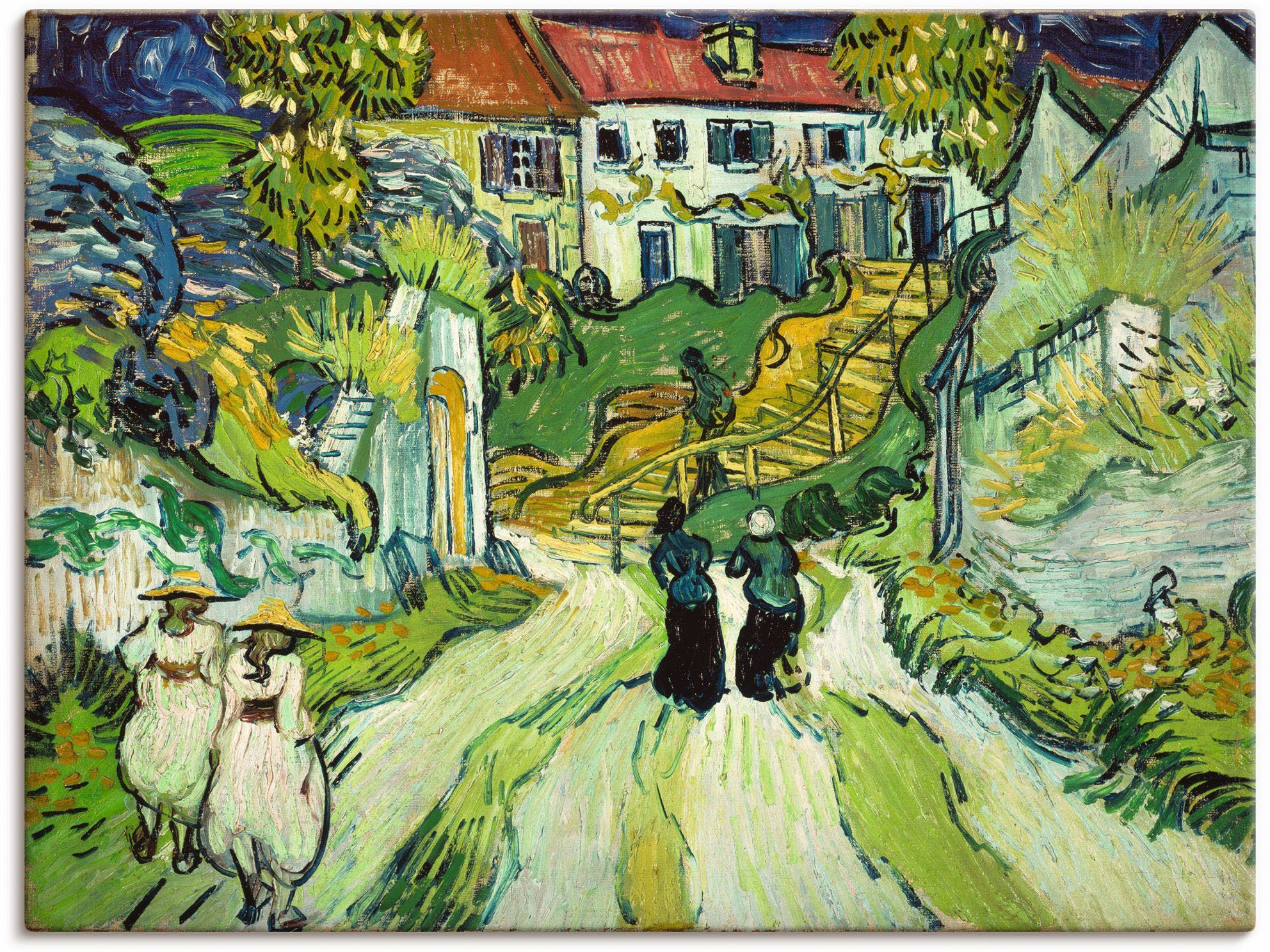 Artland Artprint op linnen Trap in Auvers. 1890 gespannen op een spieraam foto schilderijen groen