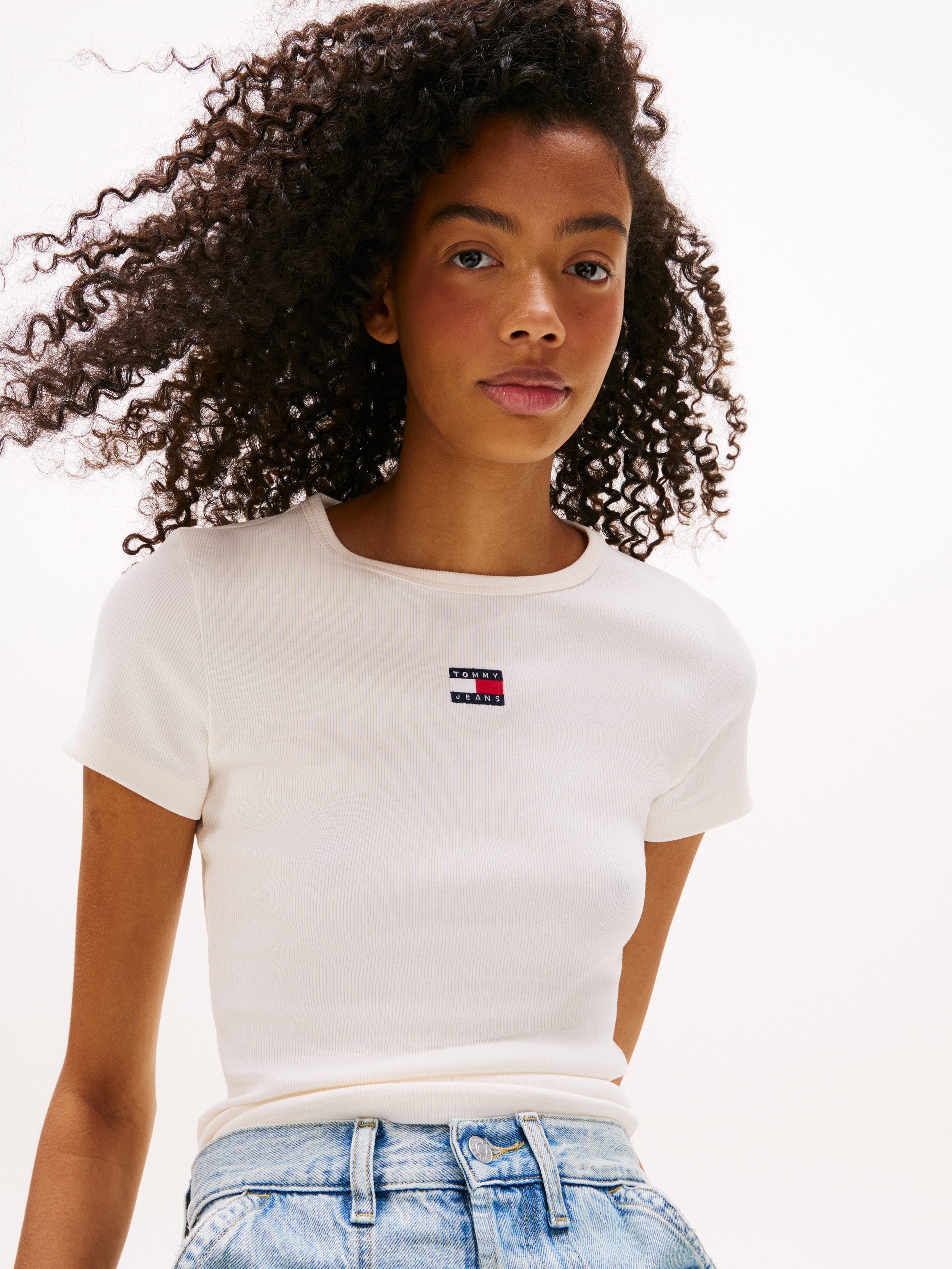 TOMMY JEANS Shirt met korte mouwen TJW SLIM BADGE RIB TEE