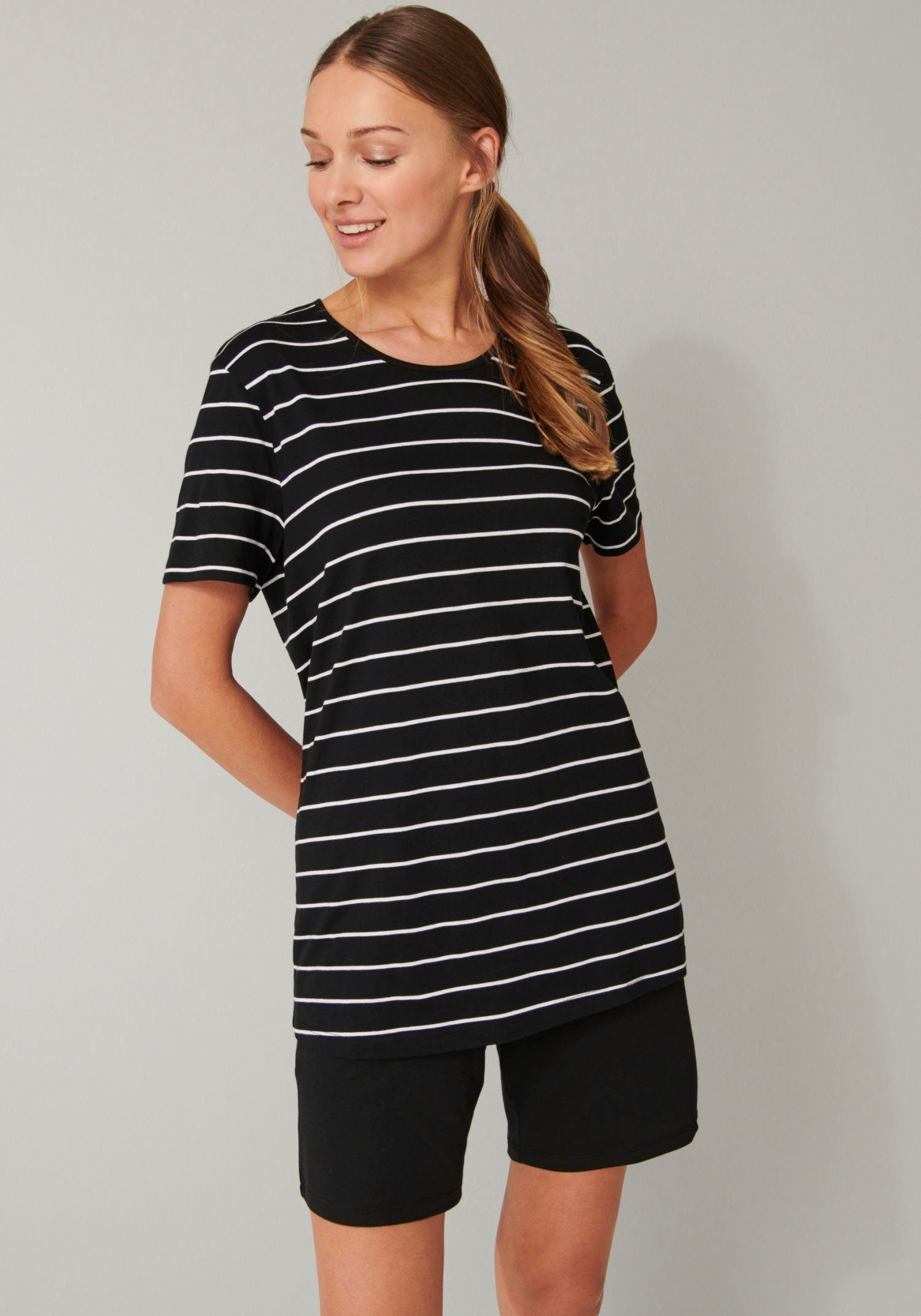 Schiesser Shortama "selected! premium inspiration" (2-delig) dames shortama's maat 52 (6XL) zwart