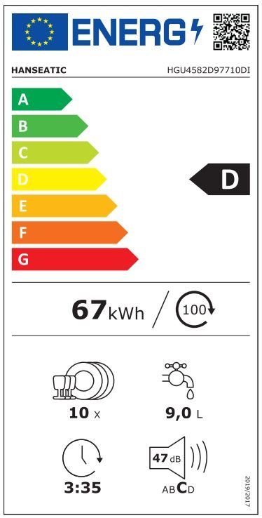 Hanseatic Onderbouwvaatwasser HGU4582D97710DI, 81,5 cm x 44,8 cm
