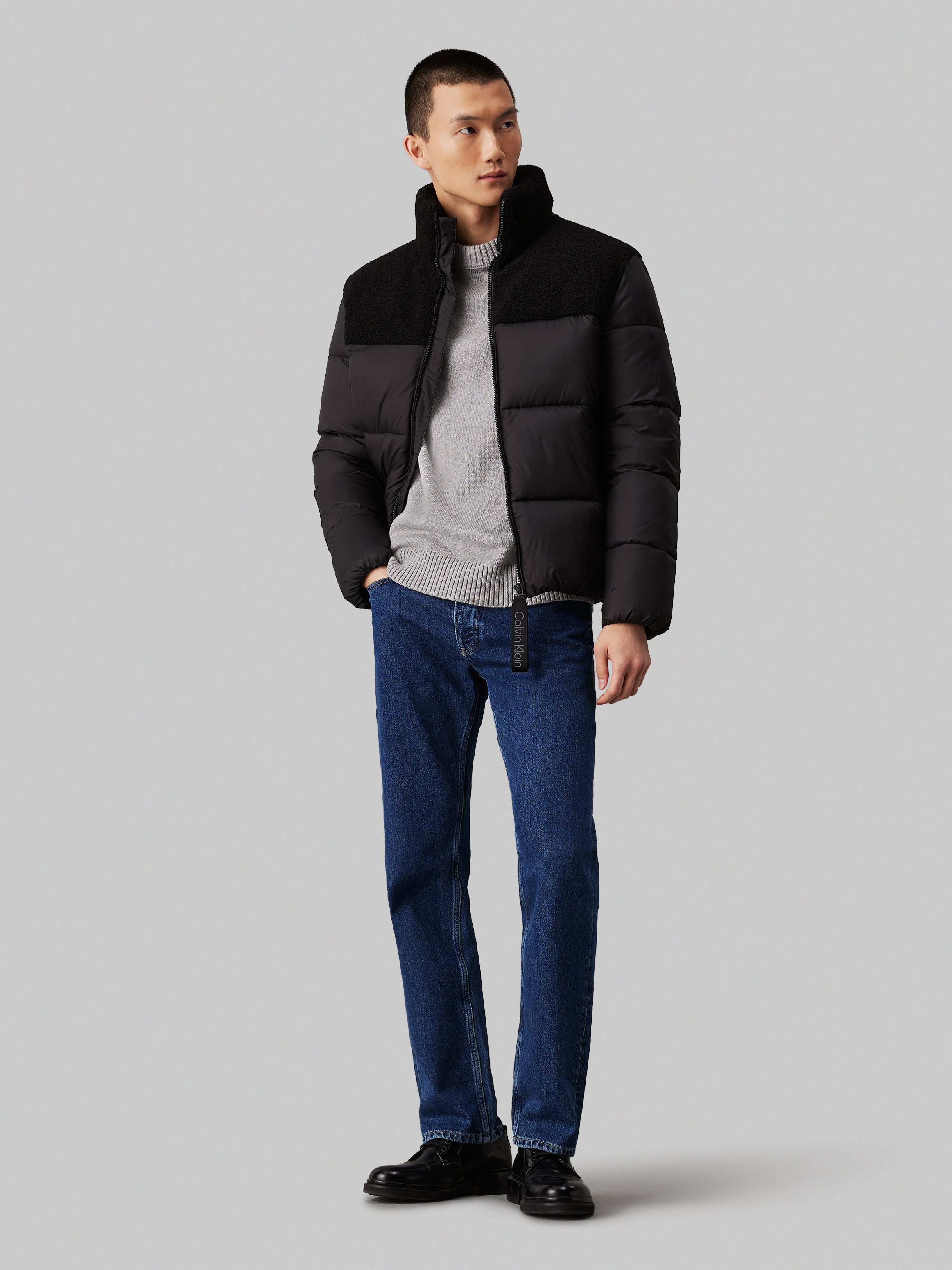 Calvin Klein Outdoorjack SHERPA PUFFER JACKET met een logo-opschrift