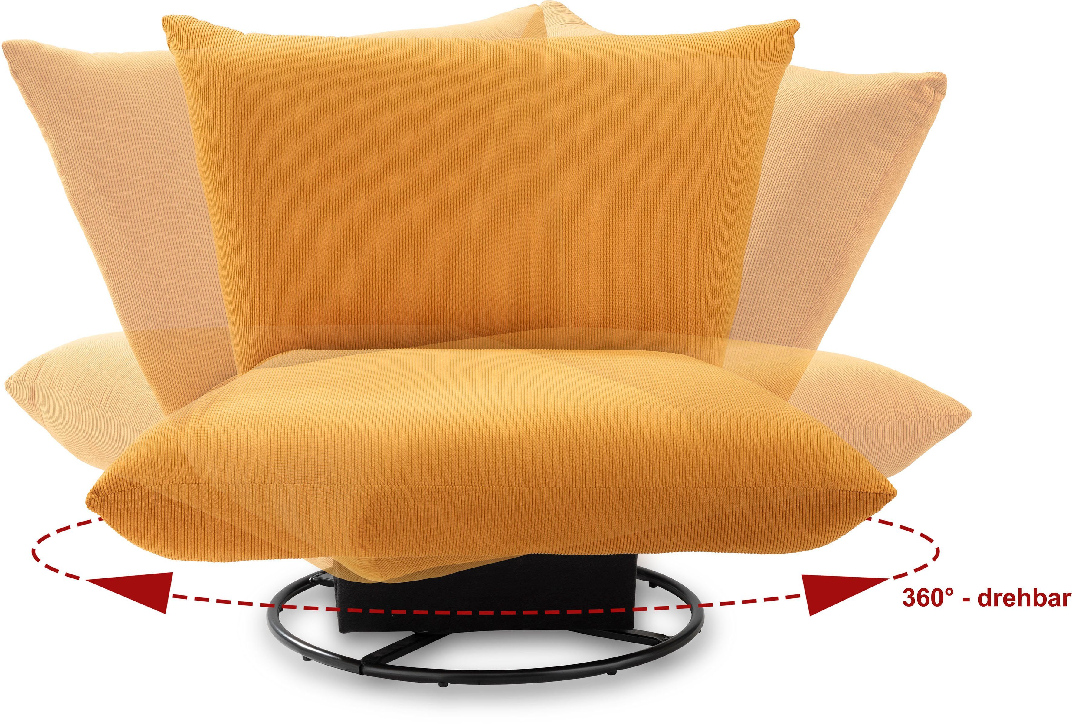 INOSIGN Draaibare fauteuil Cremona 360° draaibaar met metalen voet