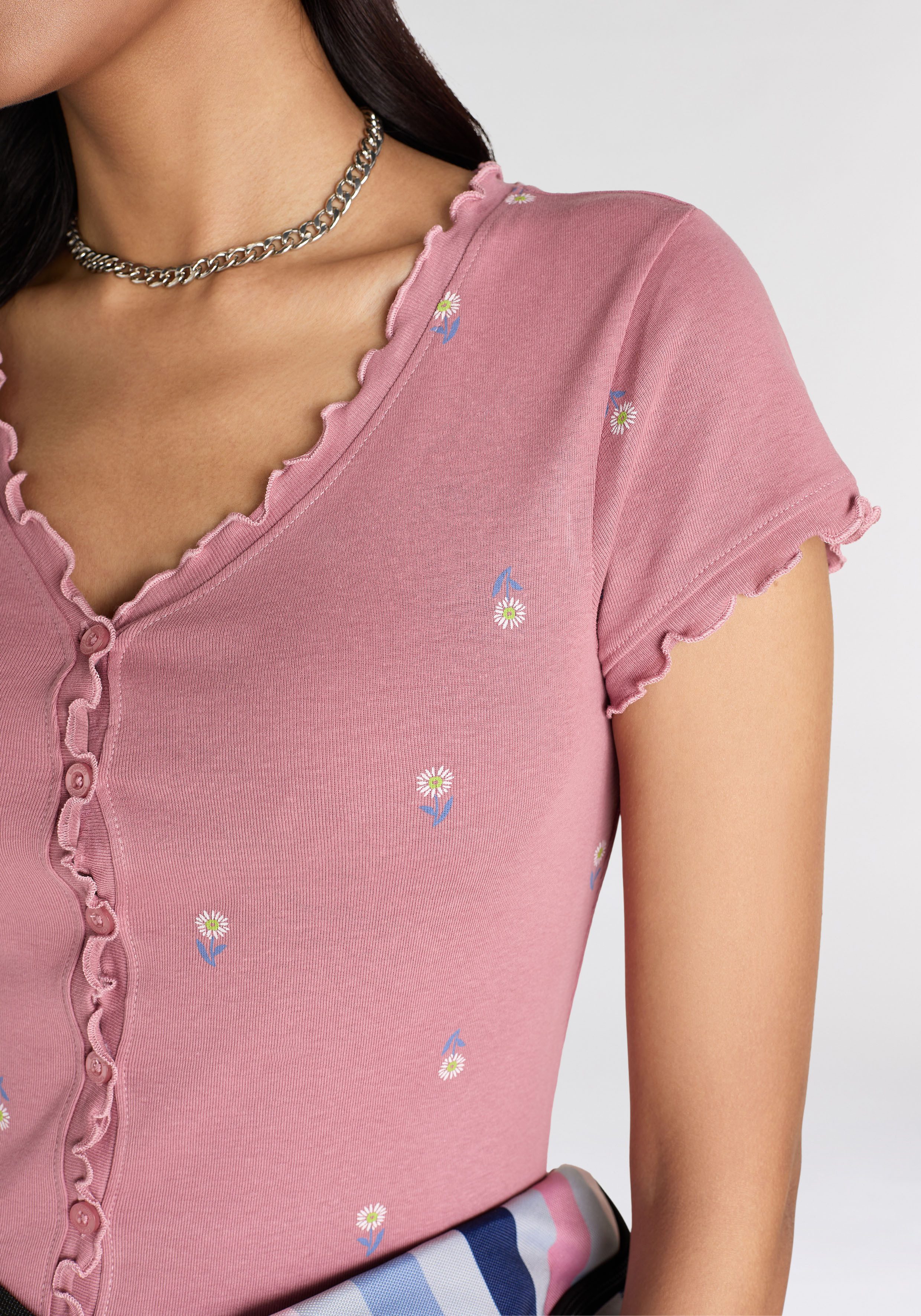 KangaROOS Shirt met korte mouwen korte mouw, figuuraccentuerend, van katoen