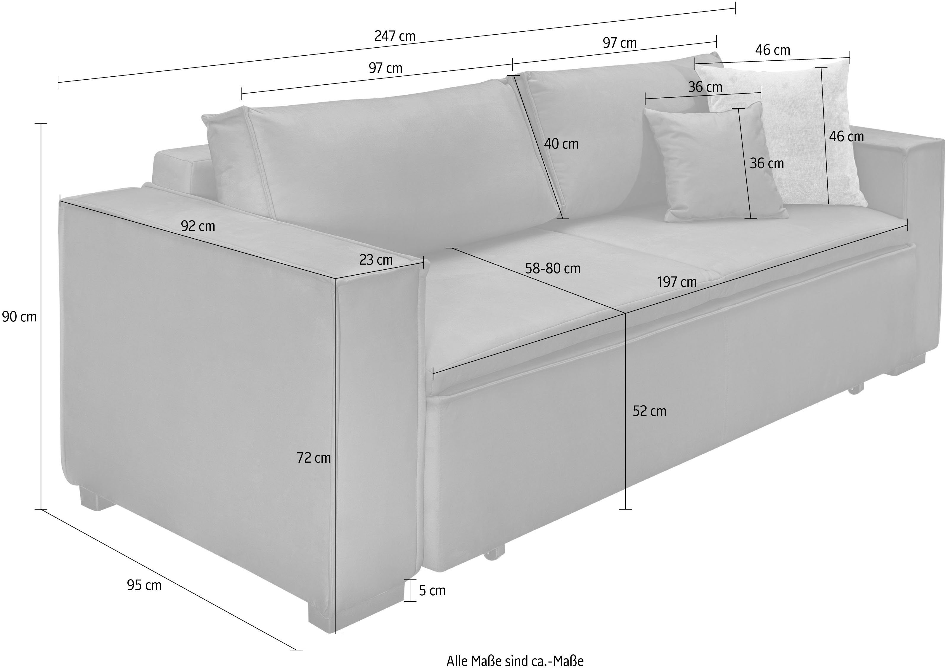 INOSIGN Slaapbank Manhattan met boxspringopbouw, slaapfunctie & bedkist, bank met bedfunctie