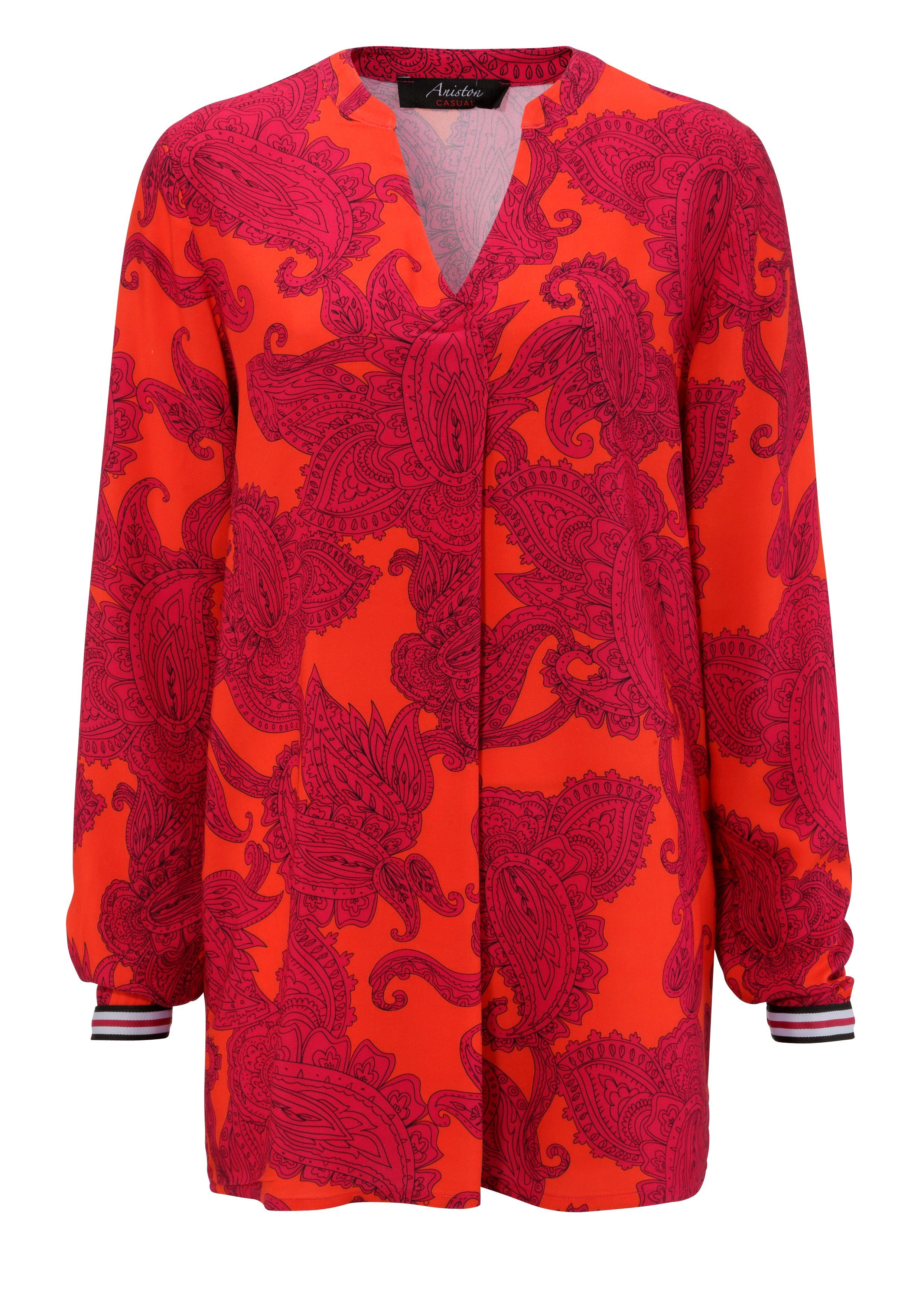 Aniston CASUAL Blouse zonder sluiting met kleurrijke, royale ornamentprint