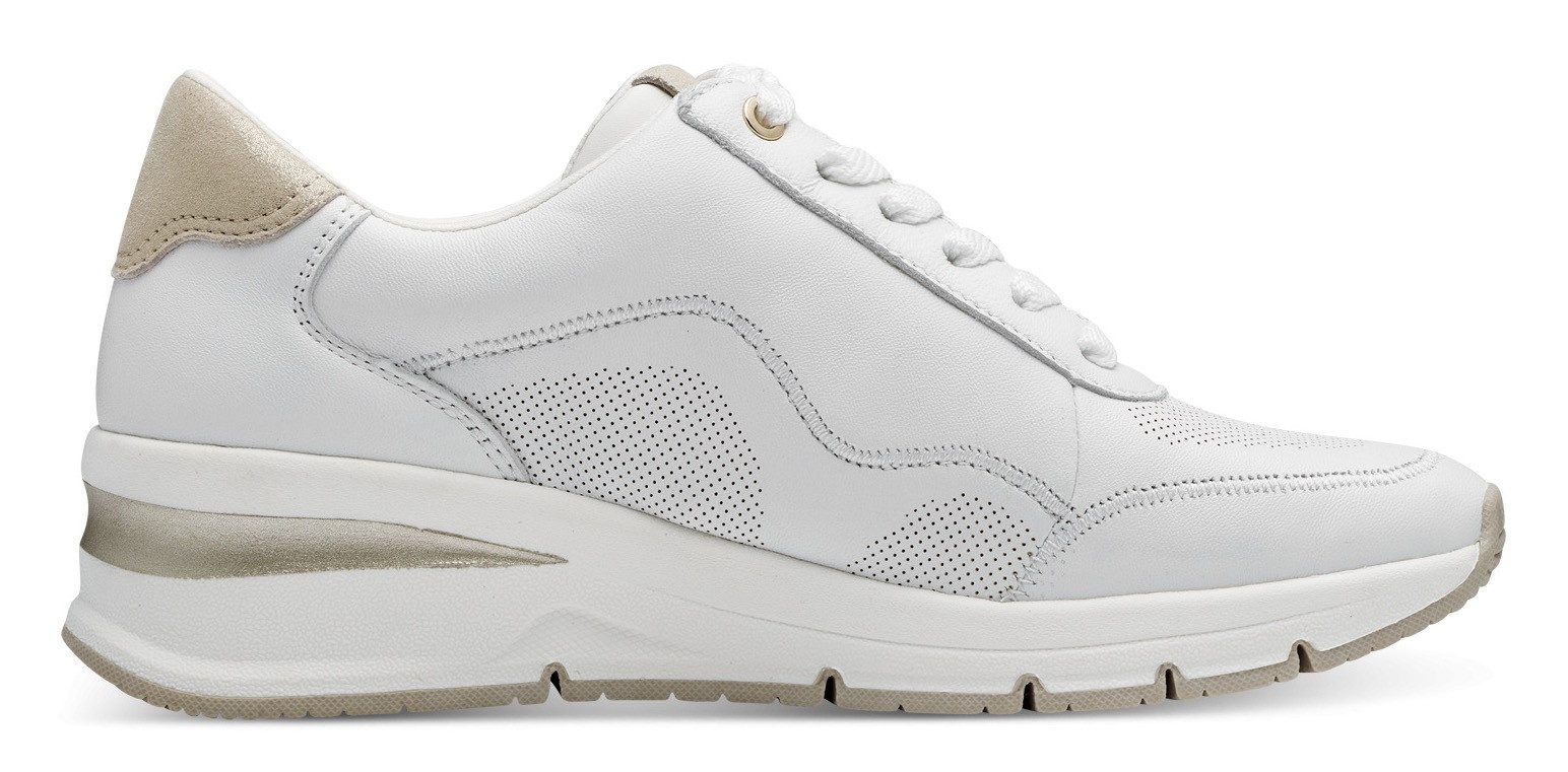 Tamaris Sneakers met sleehak vrijetijdsschoen, lage schoen, veterschoen met buitenrits