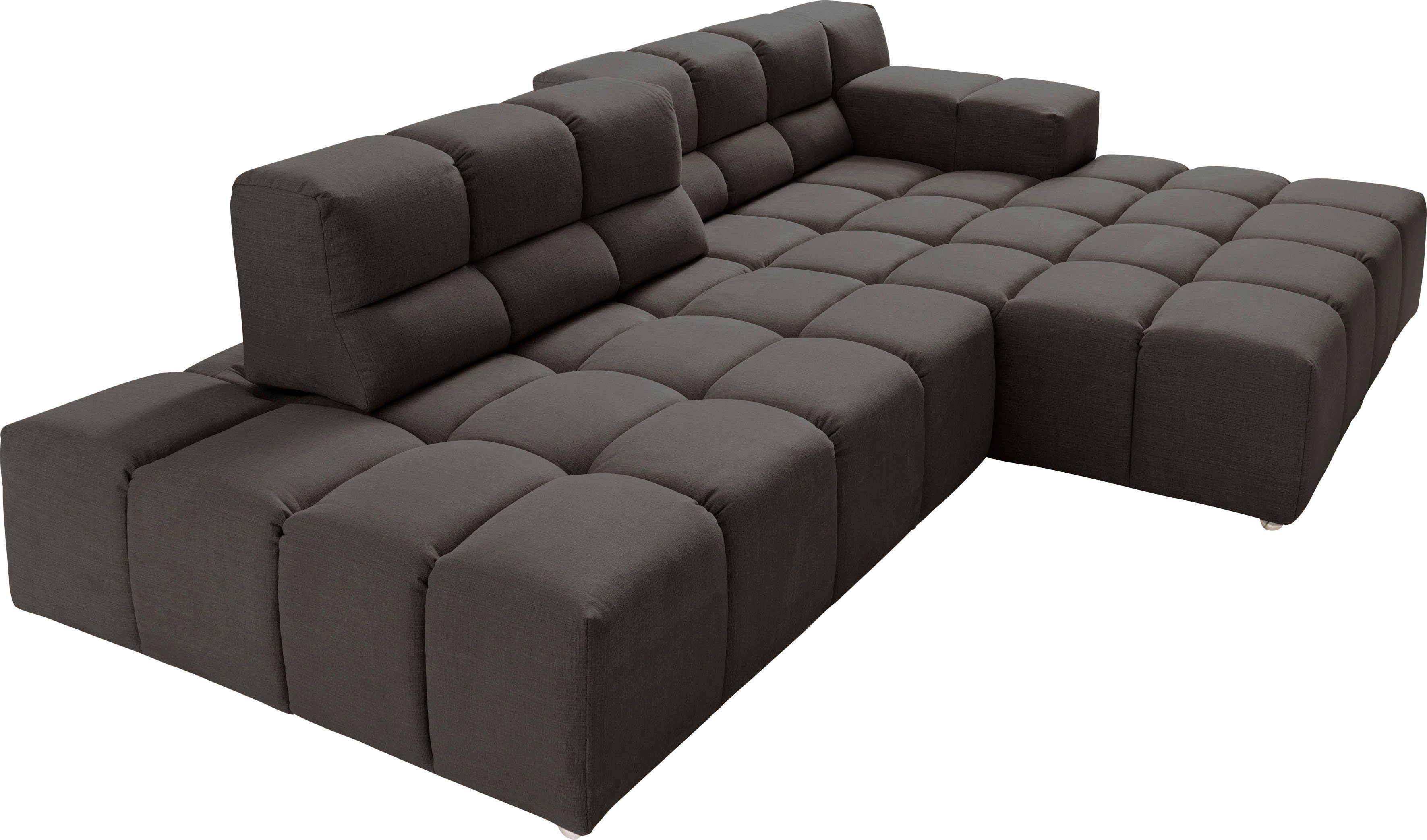 designwerk Hoekbank Temple, designsofa ontmoet hoog zitcomfort, L-vorm Recamiere links of rechts, met verstelling zitdiepte