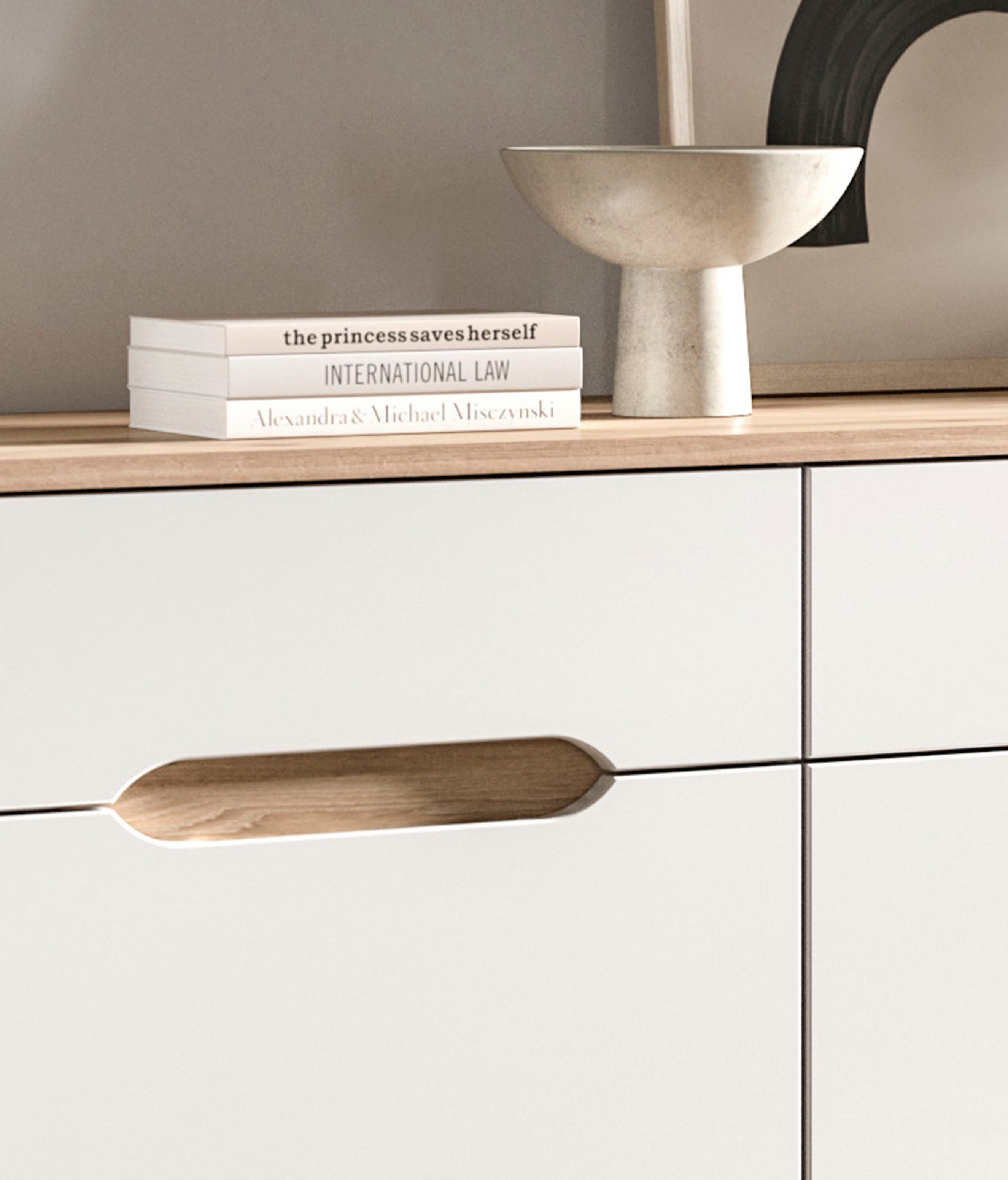 Home affaire Dressoir Alesund, Breedte 185 cm, 4 Deuren, 1 Lade, conische voet Scandi-look, dressoir, kast, commode, woonmeubelen, woonkamer
