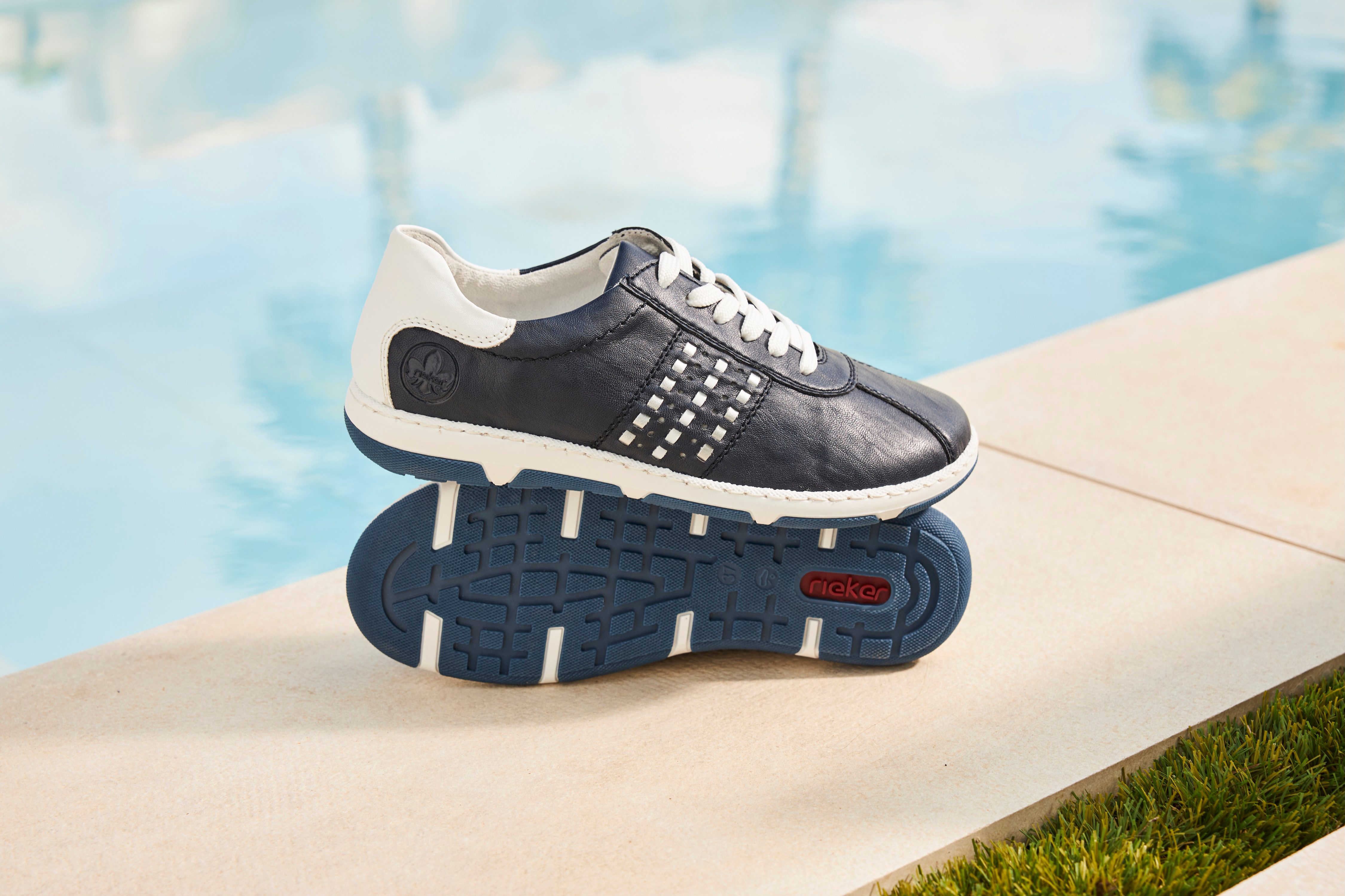 Rieker Sneakers , lage schoen, vrijetijdsschoen, veterschoen met gevoerde schacht