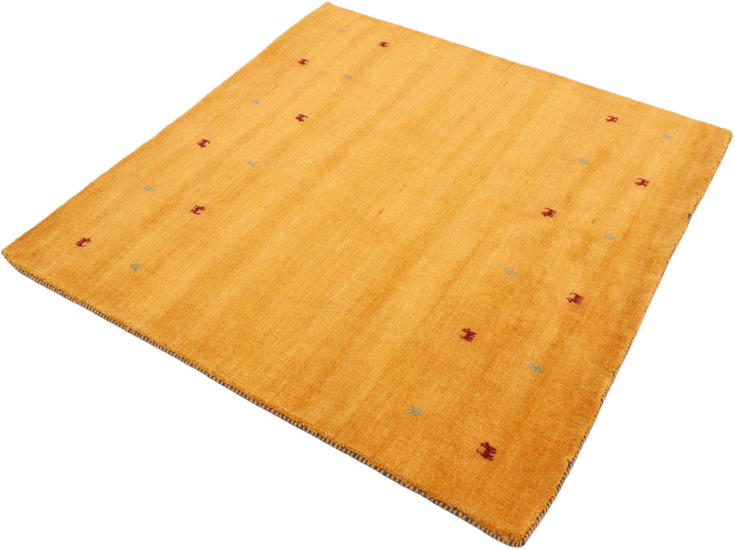 carpetfine Wollen kleed Gabbeh-Uni zuivere wol, met de hand geweven, gabbeh loom diermotief, speciaal model vierkant moderne vloerkleden maat 120 cm
