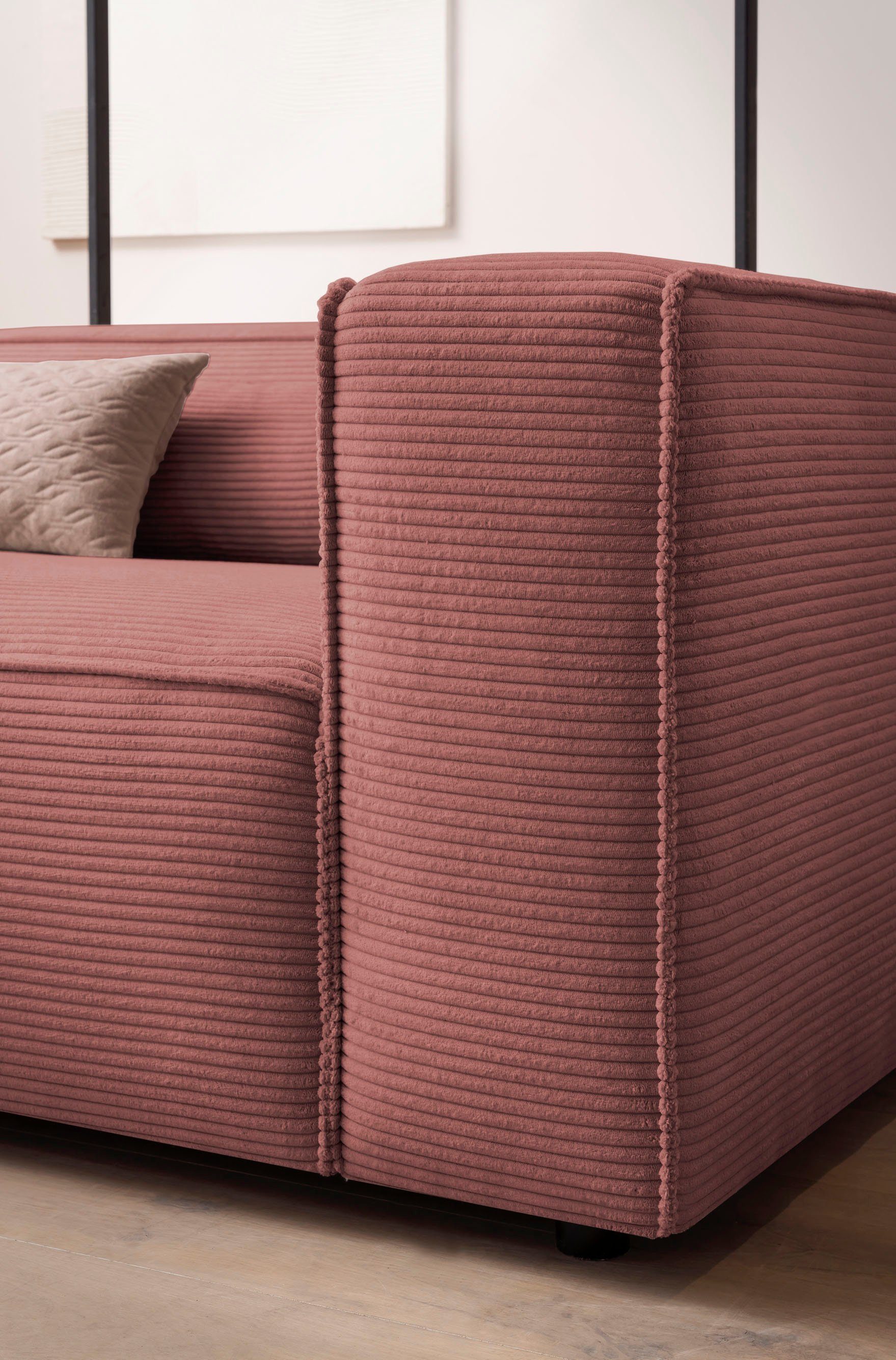 LeGer Home by Lena Gercke 3-zitsbank PIARA, XXL sofa met biesnaad, Big-sofa in cord of linnenlook