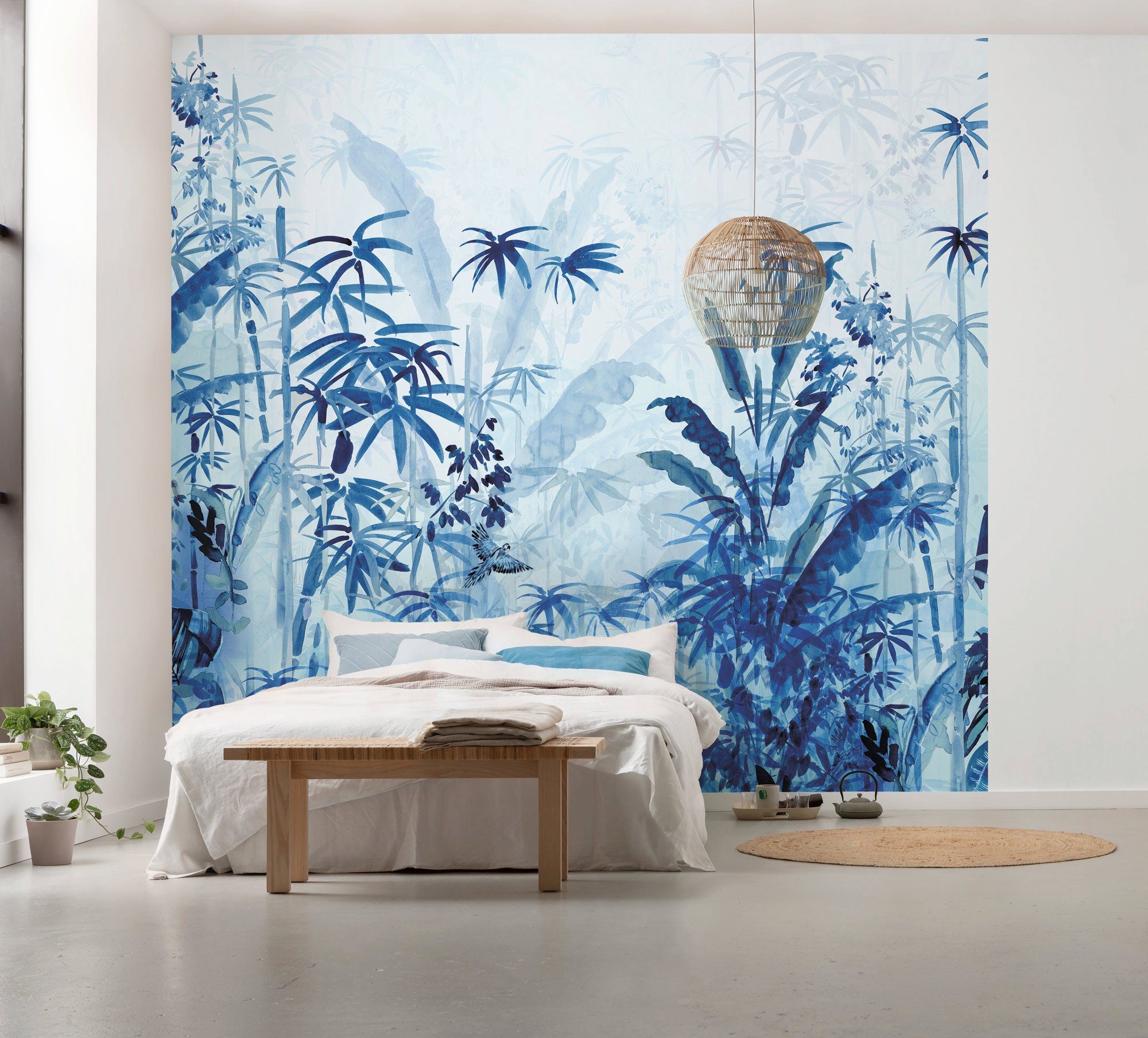 Komar Vliesbehang Digitale print vlies - Blue Jungle - Afmeting 300 x 280 cm (1 stuk)