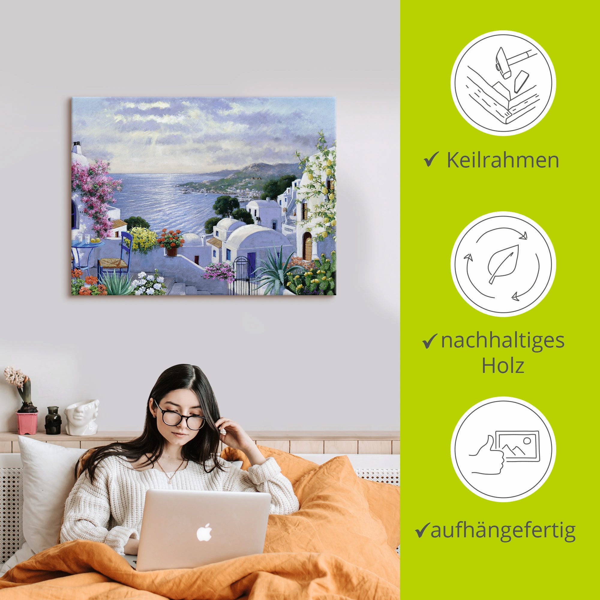Artland Artprint Fonkelend Griekenland als artprint op linnen, poster, muursticker in verschillende maten