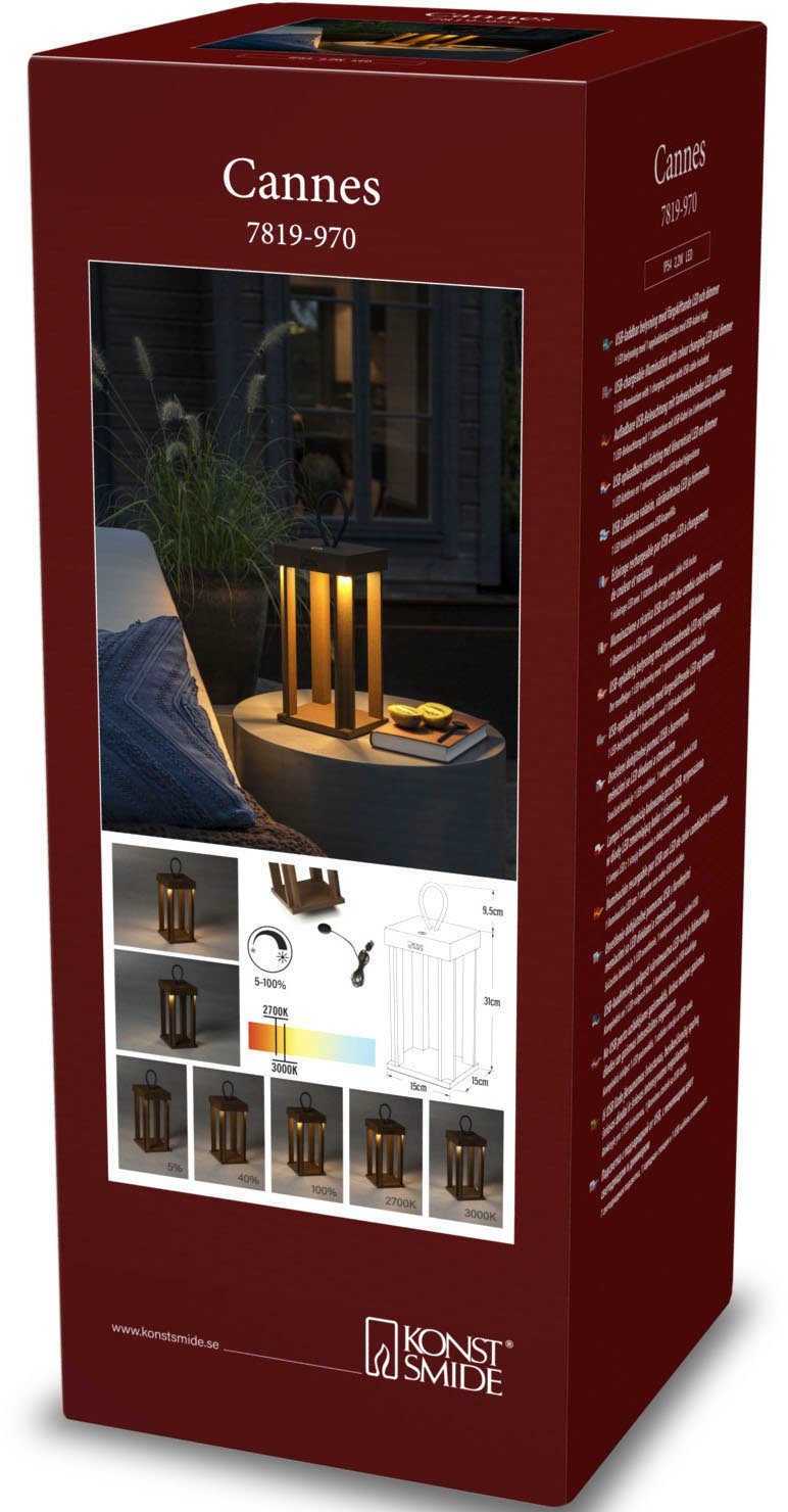 KONSTSMIDE Led-lantaarn Cannes Cannes LED USB-lantaarn 42cm, dimbaar 2700/3000K (2 stuks)