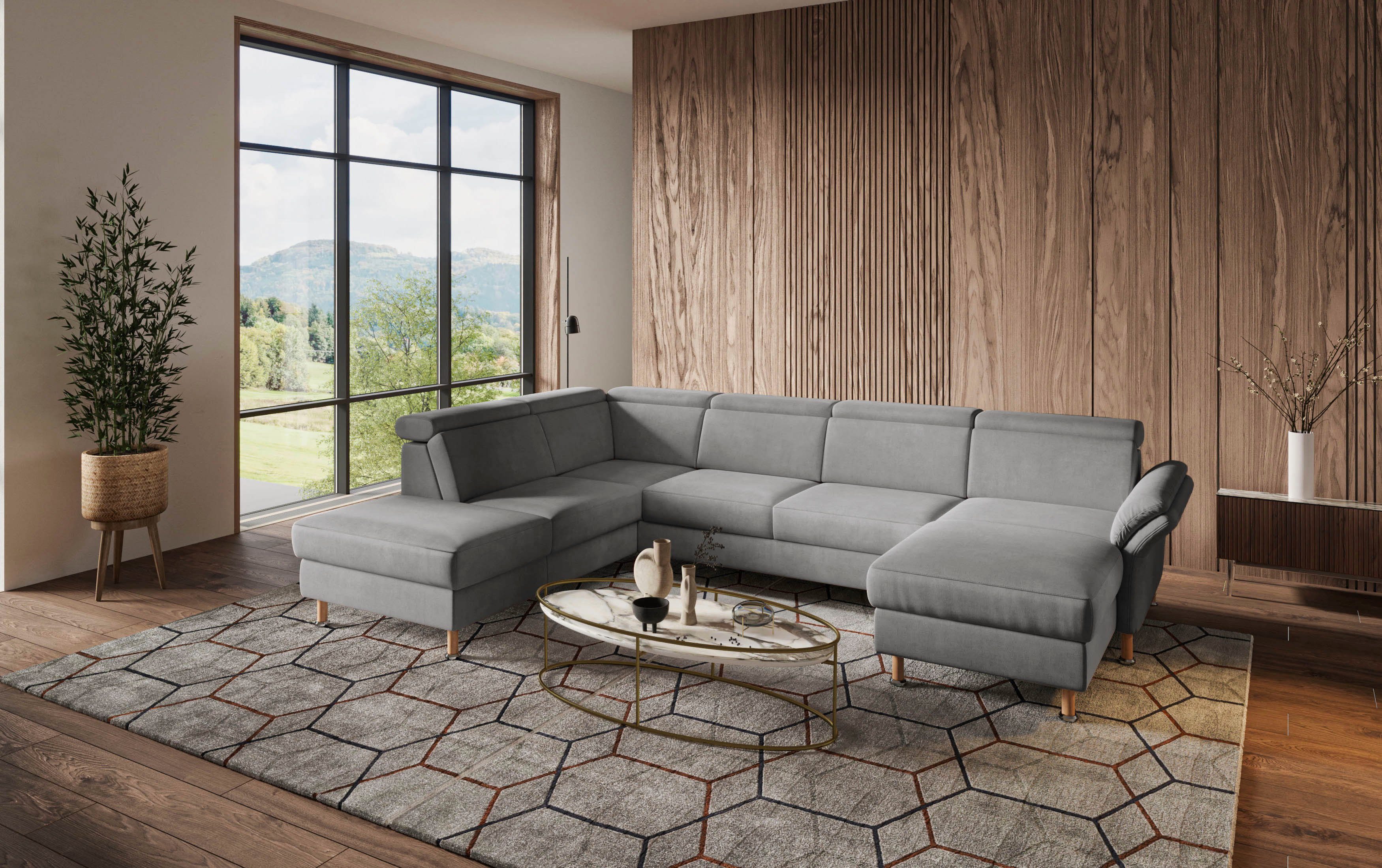 Home affaire Zithoek Calypso U-vorm naar keuze met motorische relaxfunctie grijs, zithoeken, Met verstelbare armleuningen-met bed-met bedkist-met