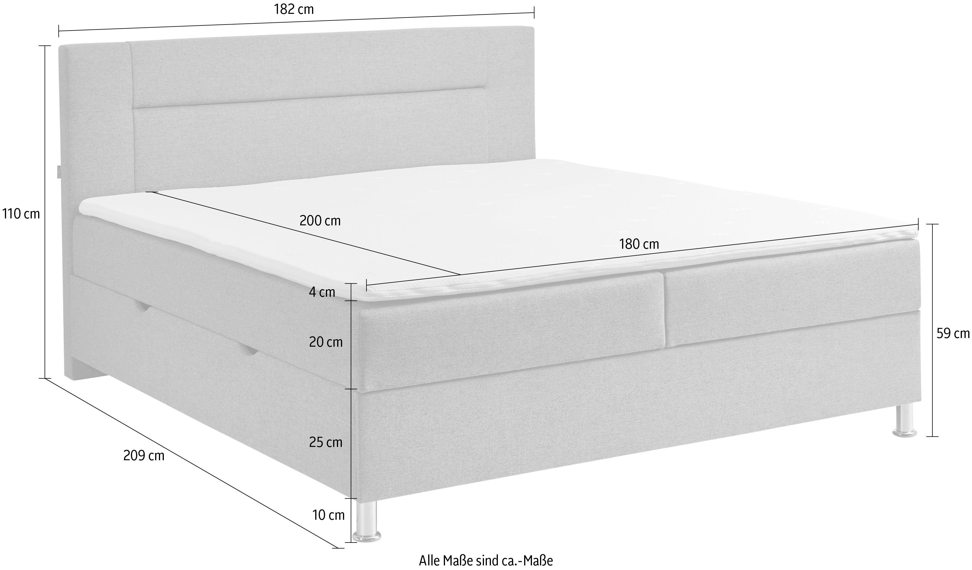 INOSIGN Boxspring Escalon met opbergruimte, inclusief topper beschikbaar in de breedtes 120x200 cm en 180x200 cm