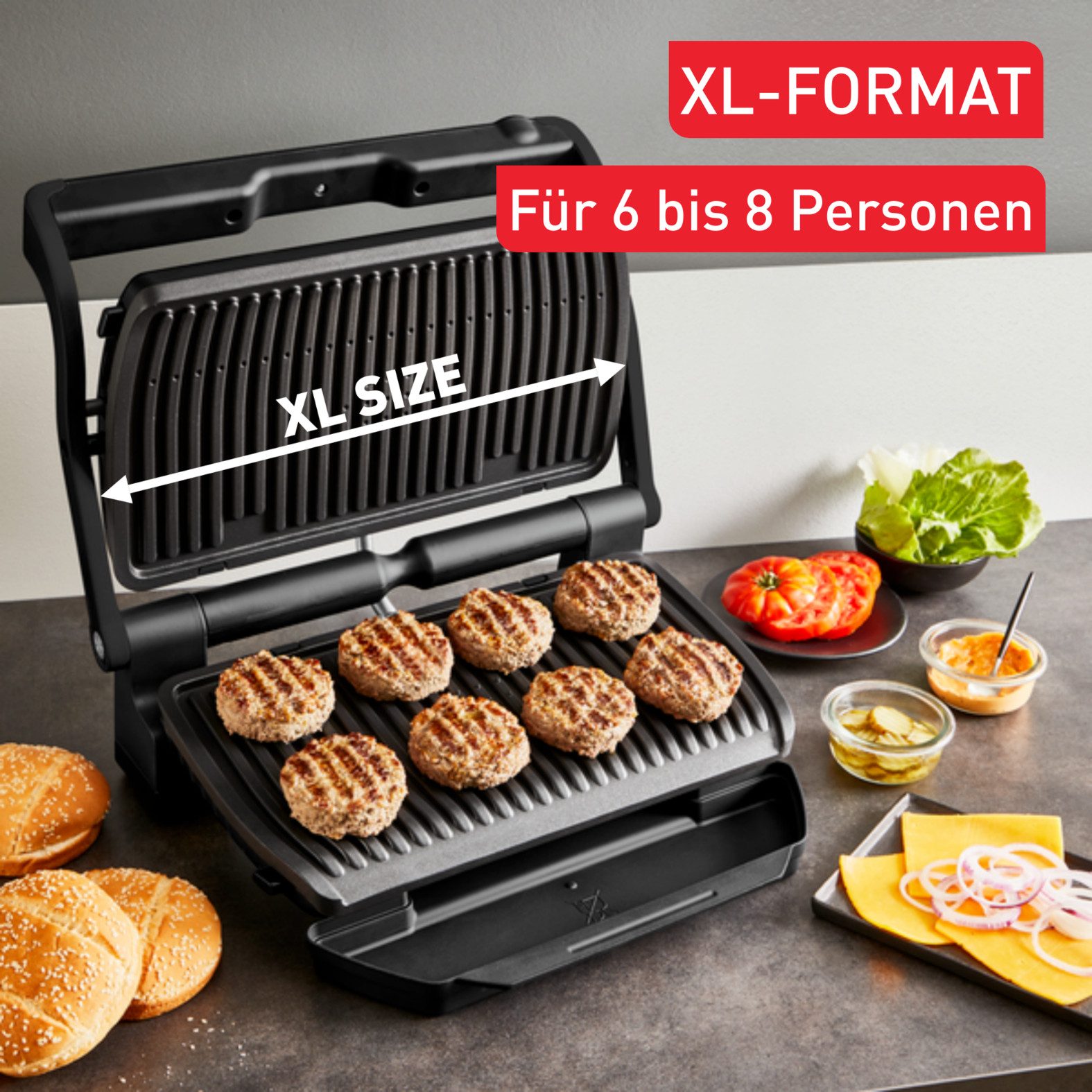 Tefal Contactgrill OptiGrill+ XL, erneuerte Kochstufenanzeige, 9 automatische Programme vernieuwde kookniveau-indicator, 9 automatische programma's + handmatig programma