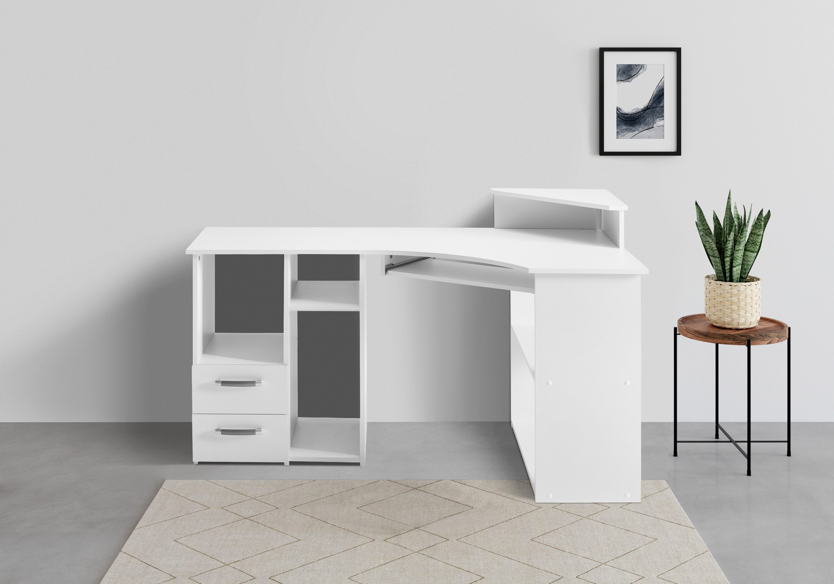 VOGL Möbelfabrik Bureau Sam Breedte 137 cm, met uittrekplank voor het toetsenbord en towervak