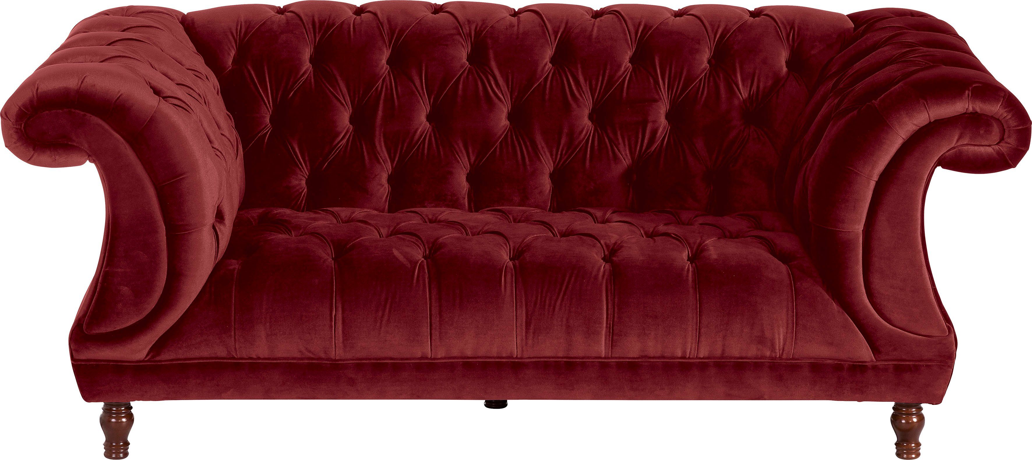 Max Winzer® Chesterfield-bank Isabelle met chique capitonnage & gedraaide poten in beuken/notenkleur, breedte 200 cm