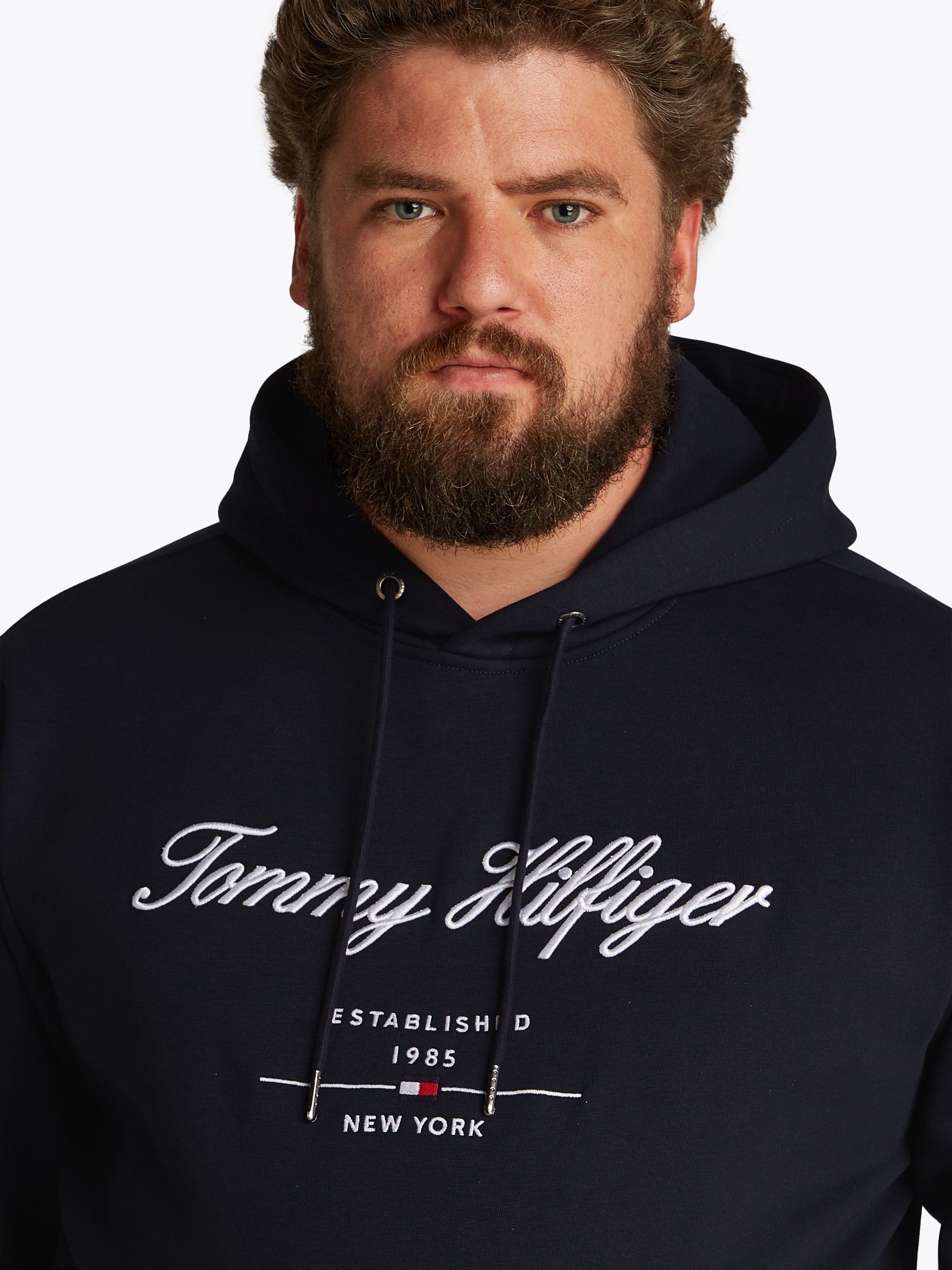 Tommy Hilfiger Sweatshirt BT-SCRIPT LOGO HOODY-B in grote maten, logoborduring