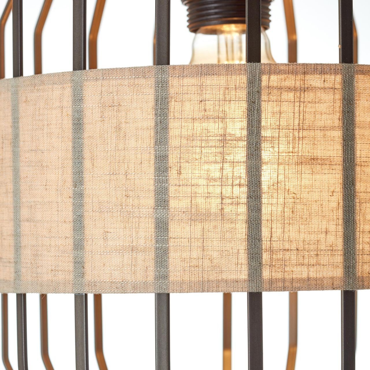 Brilliant Leuchten Booglamp Slope met voetenschakelaar, 171 cm hoogte, e27, metaal/textiel, zwart/natuur (1 stuk)
