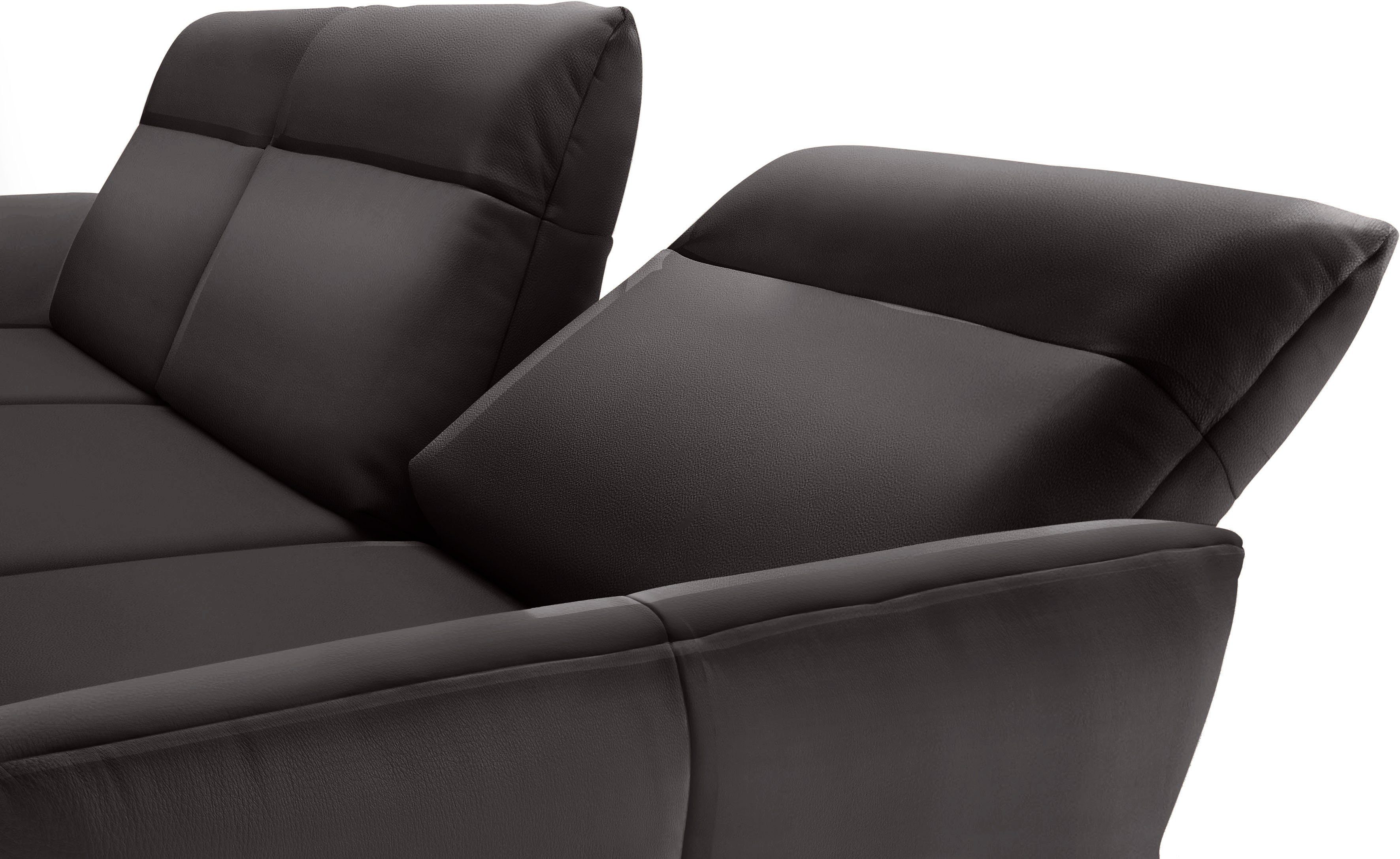 Creation BY ROLF BENZ Hoekbank CR.460 Sokkel in walnotenhout, onderstel in umbra grijs, breedte 338 cm