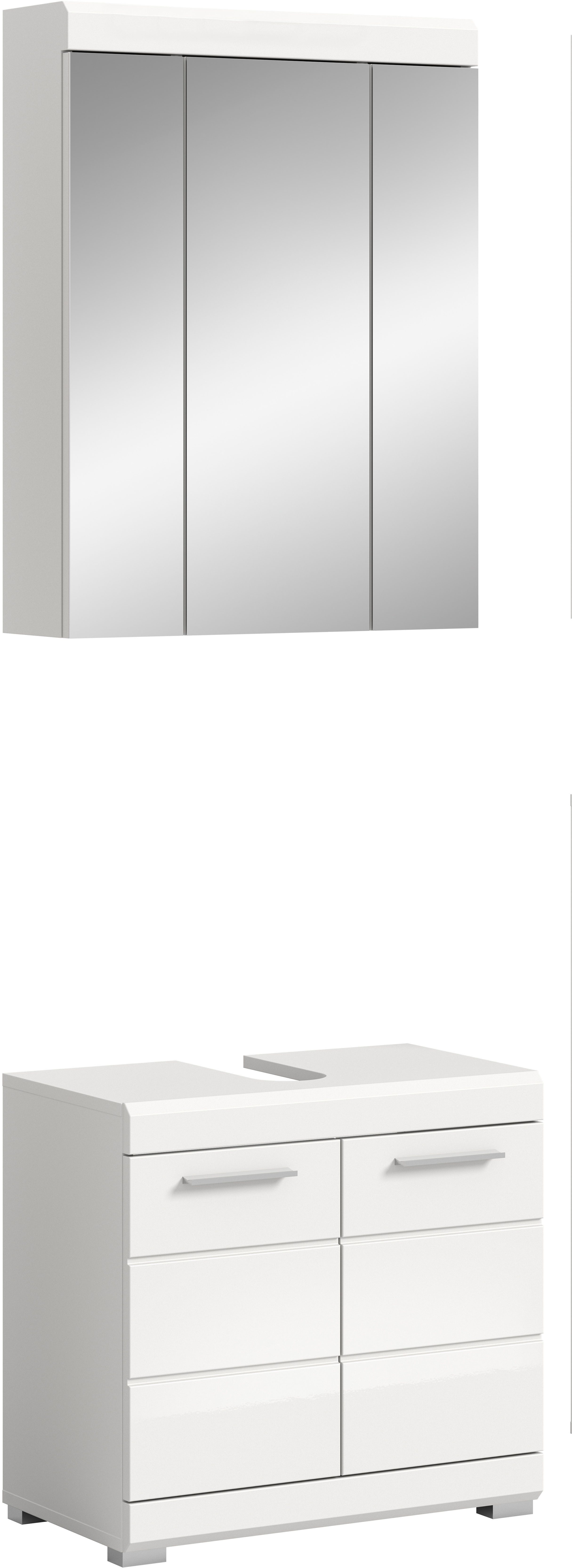 INOSIGN Badkamerserie Siena, 2-delig, bestaande uit: onderkast voor wastafel, spiegelkast in verschillende kleuren verkrijgbaar, badkamermeubels, combinatie, badkamer (set, 2 stuks)