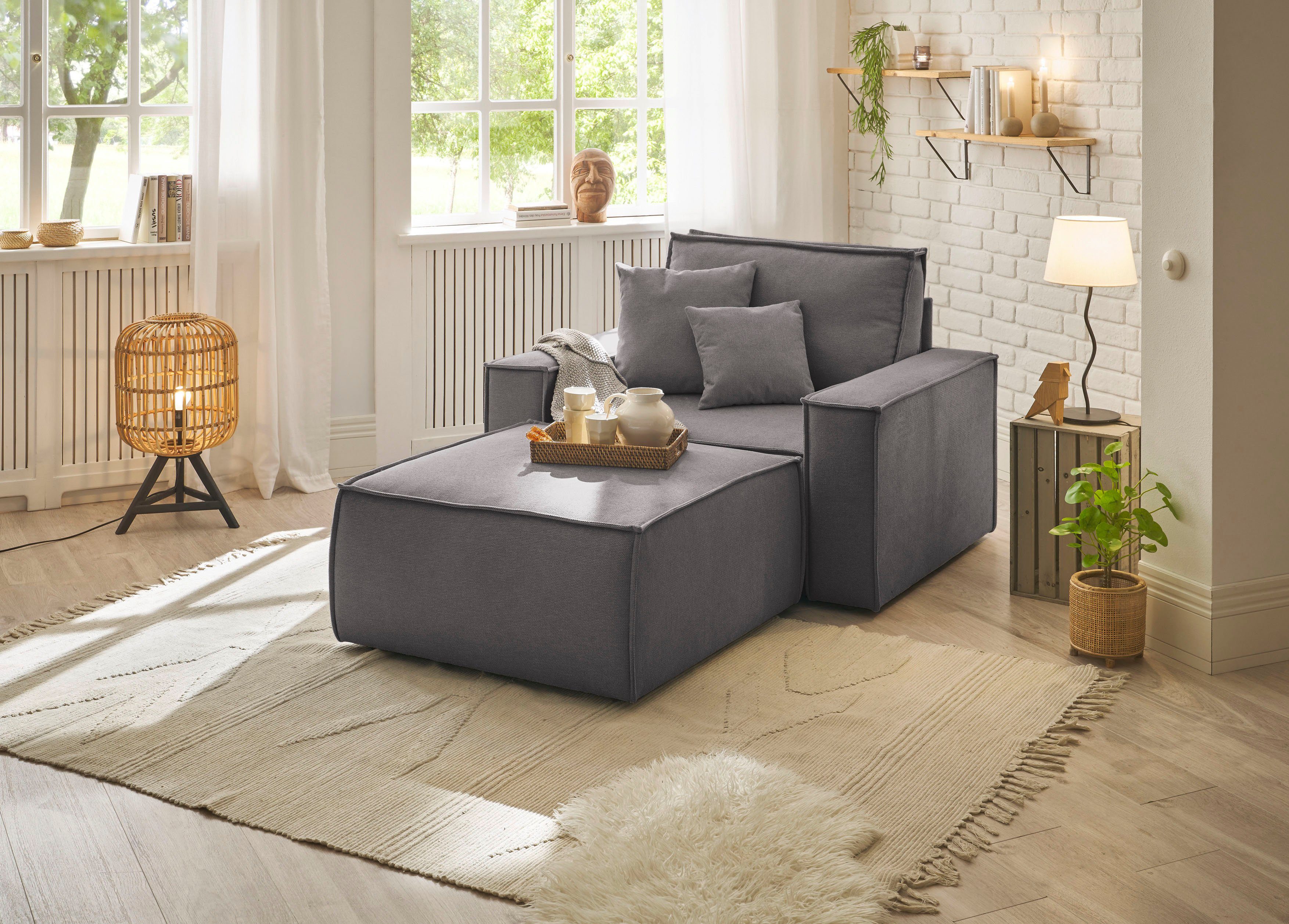 andas Loveseat Finnley Loveseat en hocker als set, passend bij de bekleding-serie Finnley (2-delig)
