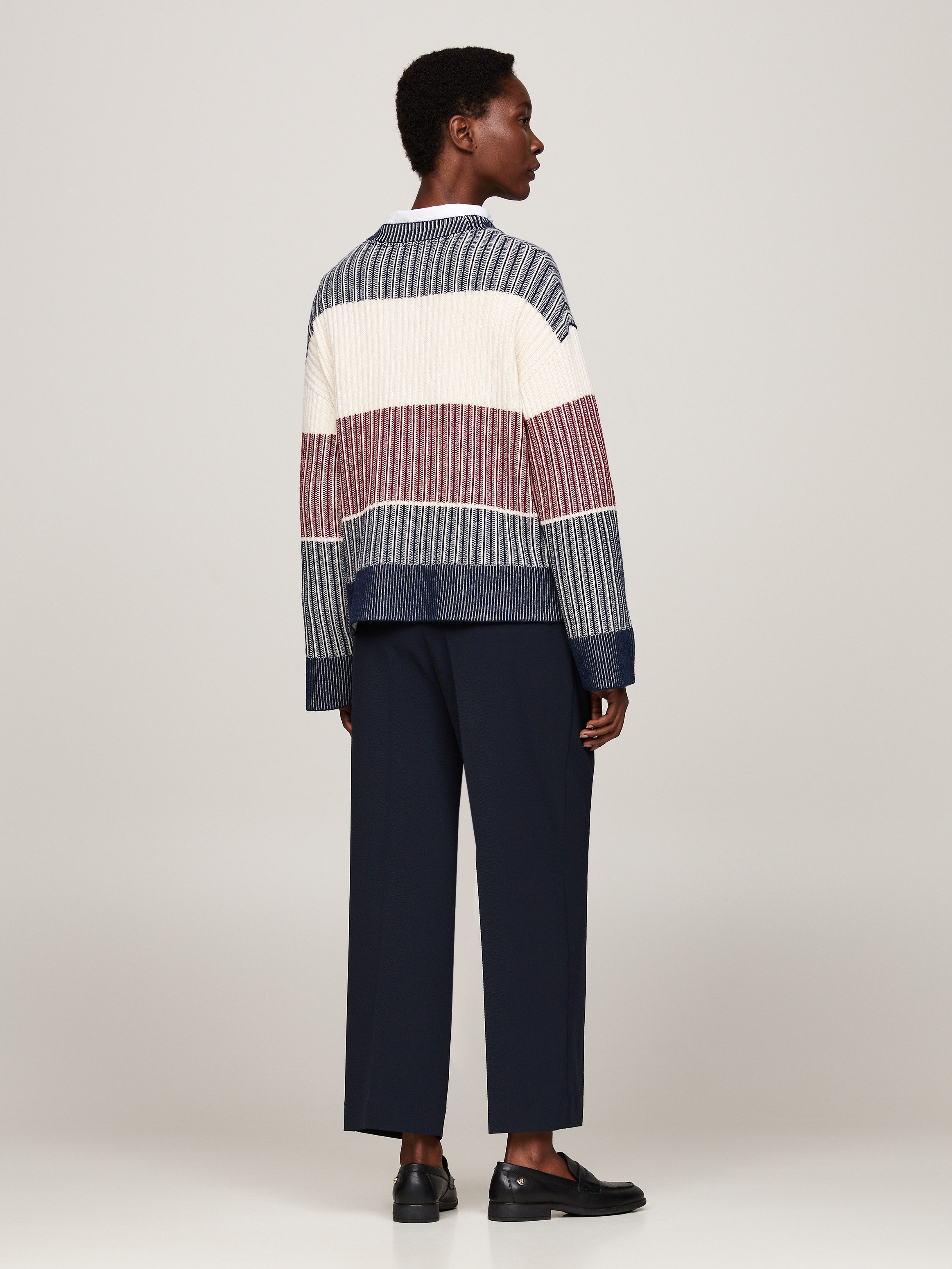 Tommy Hilfiger Gebreide trui GLOBAL STP ALL OVER SWEATER met global stripe (Global Serie TH VROUWEN)