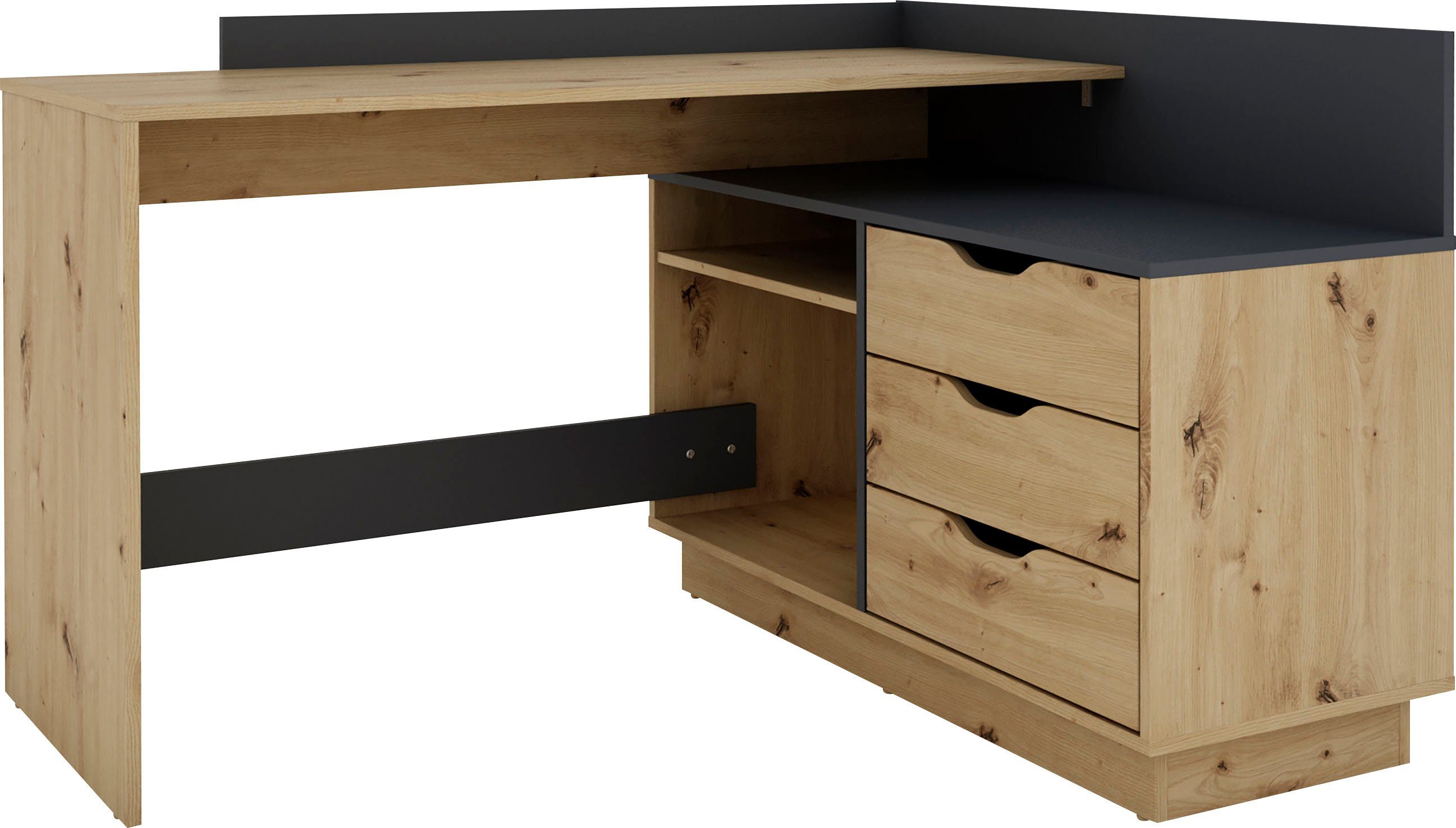 byLIVING Hoekbureau Bern met veel opbergruimte, breedte 129 cm, rechts of links monteerbaar