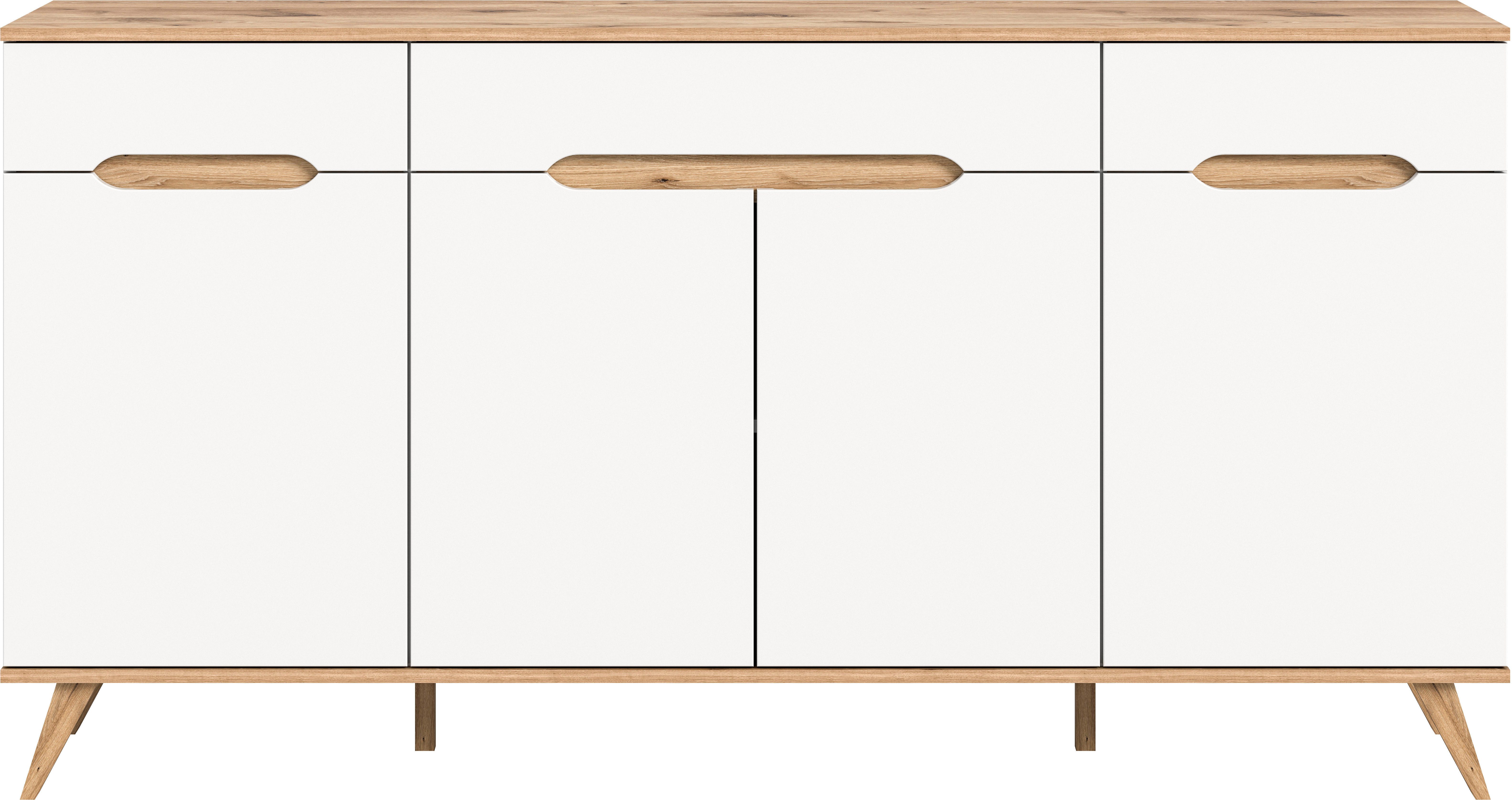 Home affaire Dressoir Alesund, Breedte 185 cm, 4 Deuren, 1 Lade, conische voet Scandi-look, dressoir, kast, commode, woonmeubelen, woonkamer