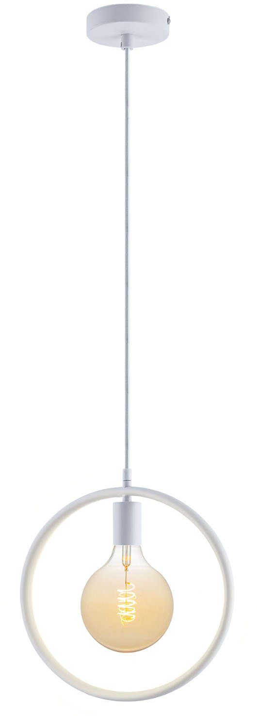 Paco Home Hanglamp Jacob Hanglamp eetkamer rond ring 1,5m textielen kabel in te korten E27