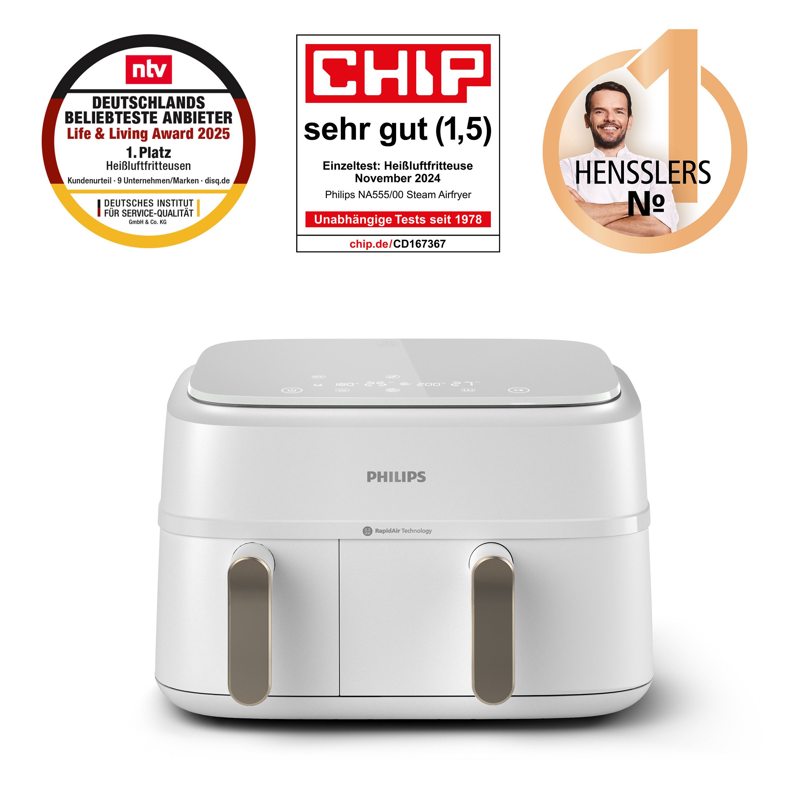 Philips Airfryer 3000 Dual Basket NA353/10, zwei Körbe mit 9L (3L+6L)