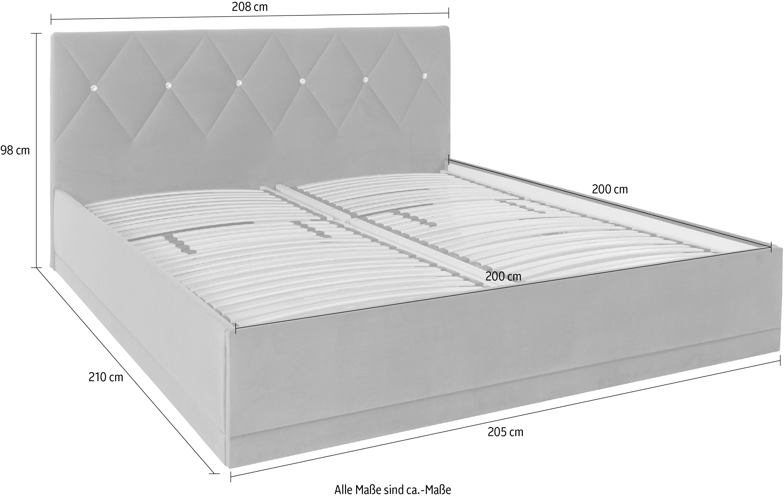 Westfalia Polsterbetten Gestoffeerd bed ADAMAS ook met bedlade, knoopdetails met stras