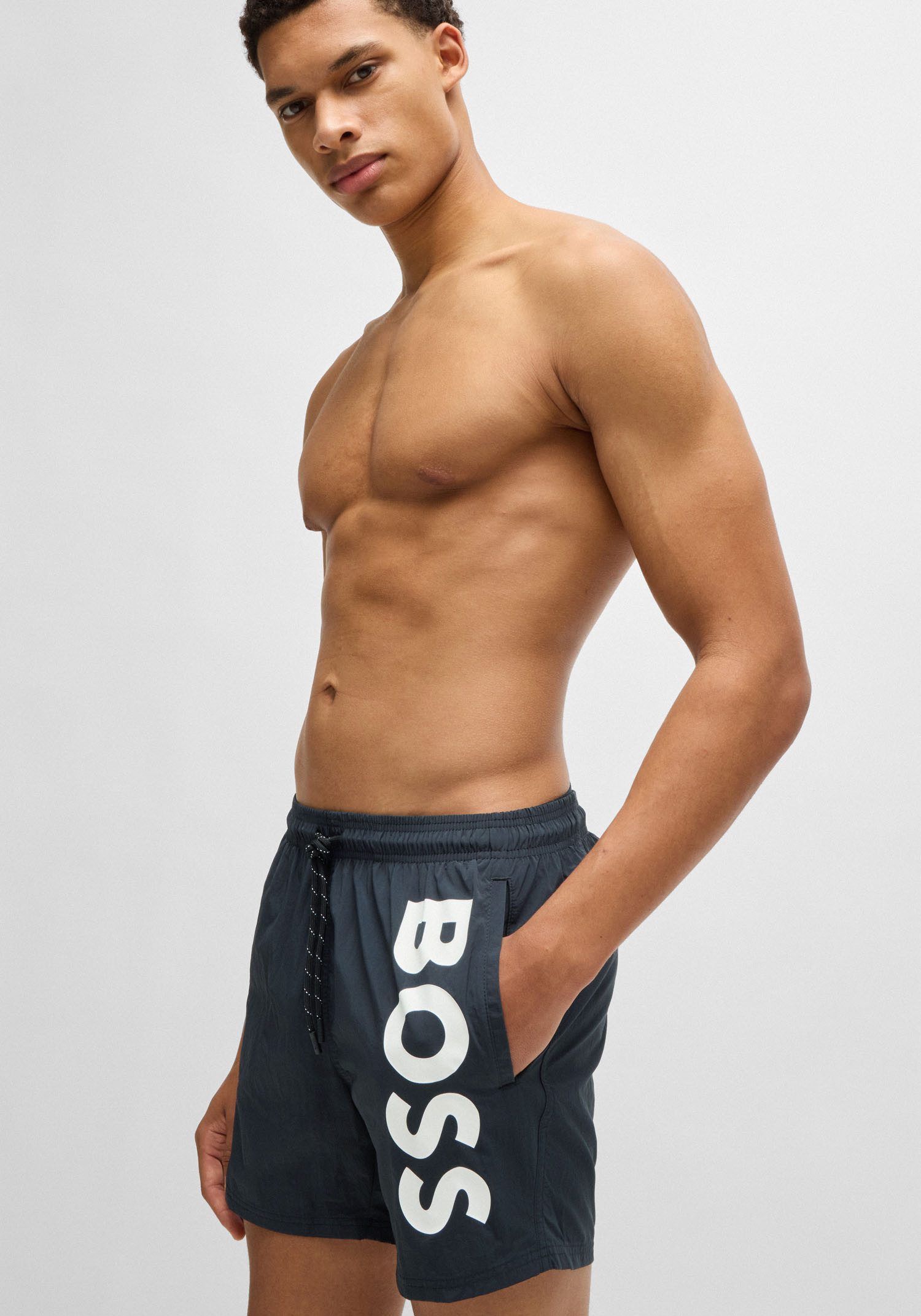BOSS Zwemshort Octopus Met logotekst elastische tailleband met koord
