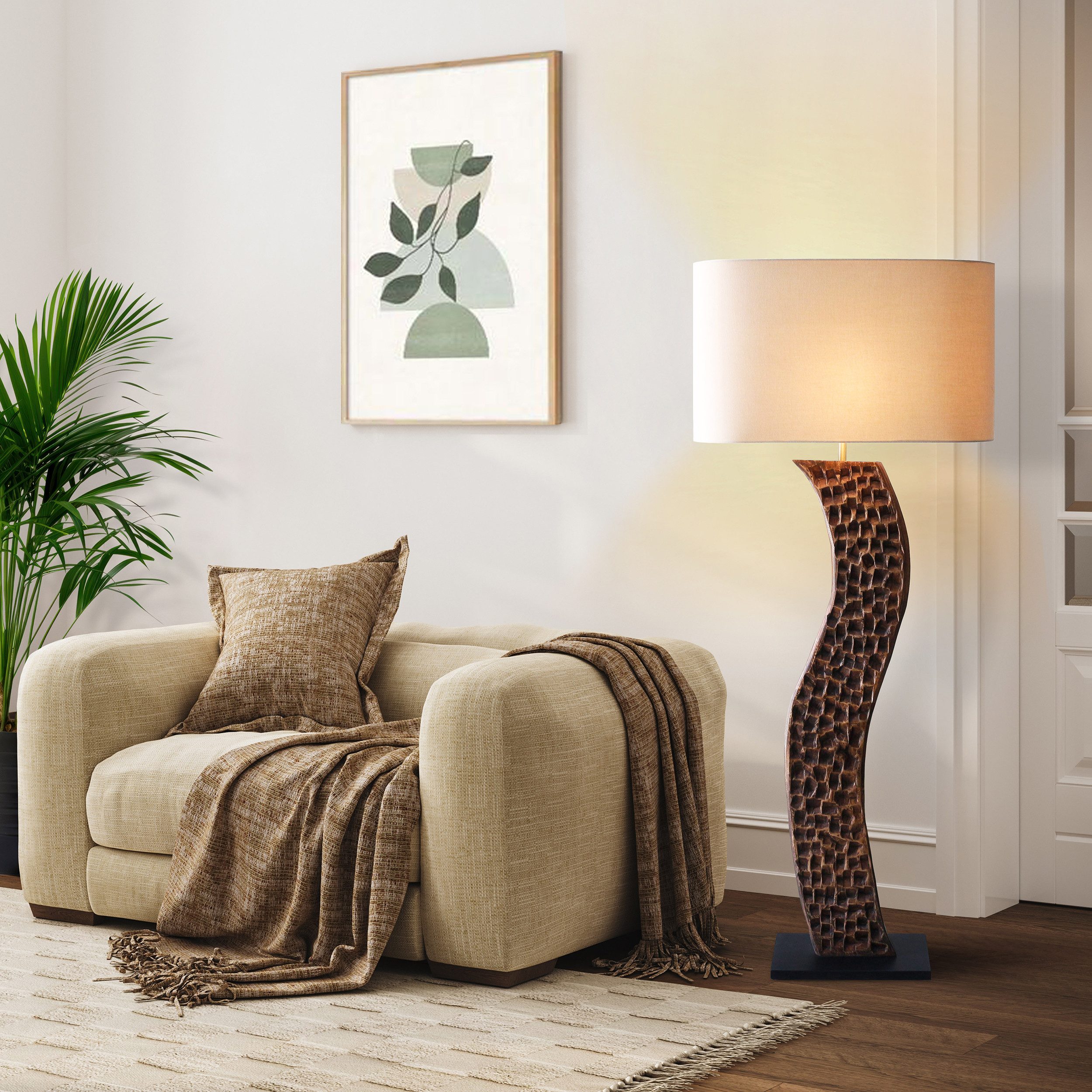 SalesFever Staande lamp Acacia met de hand gemaakt (1 stuk)