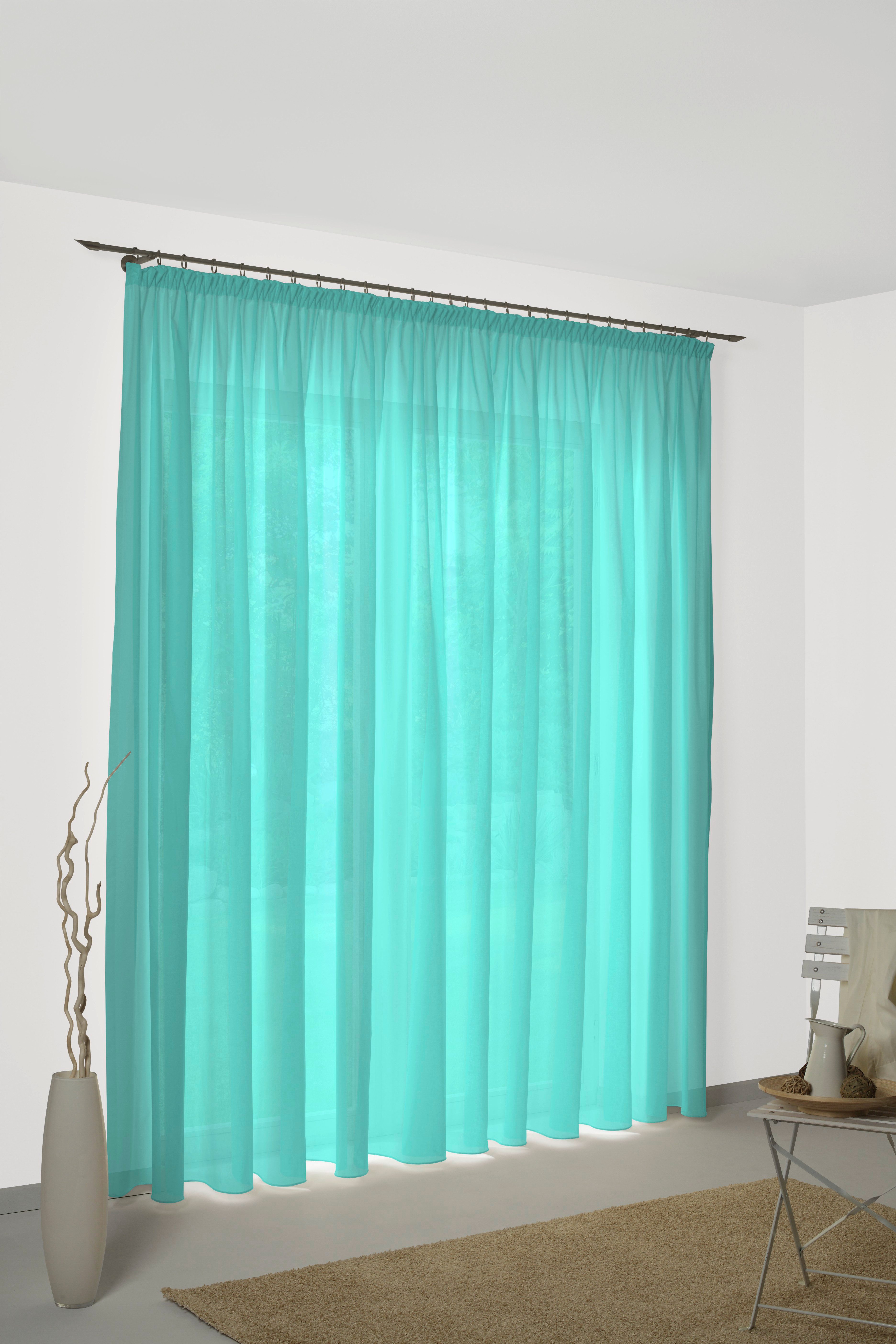 Wirth Gordijn Peschiera echt zijde garen geweven (1 stuk) kant & klaar gordijnen maat 132 cm x 175 cm groen