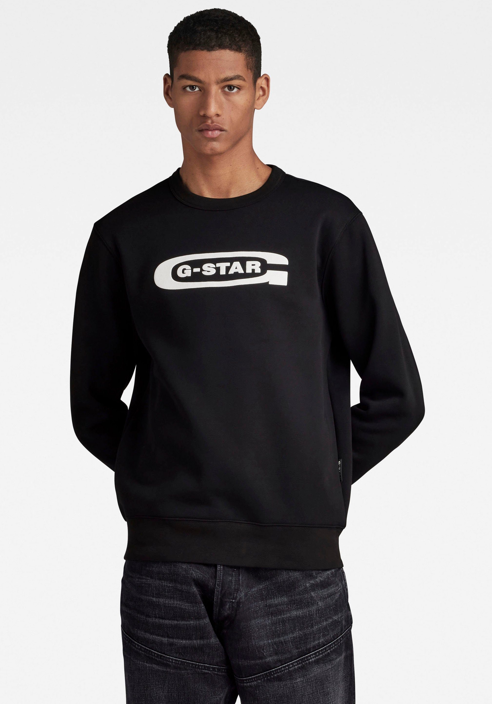 G-Star RAW Old School Logo Sweater Zwart Heren