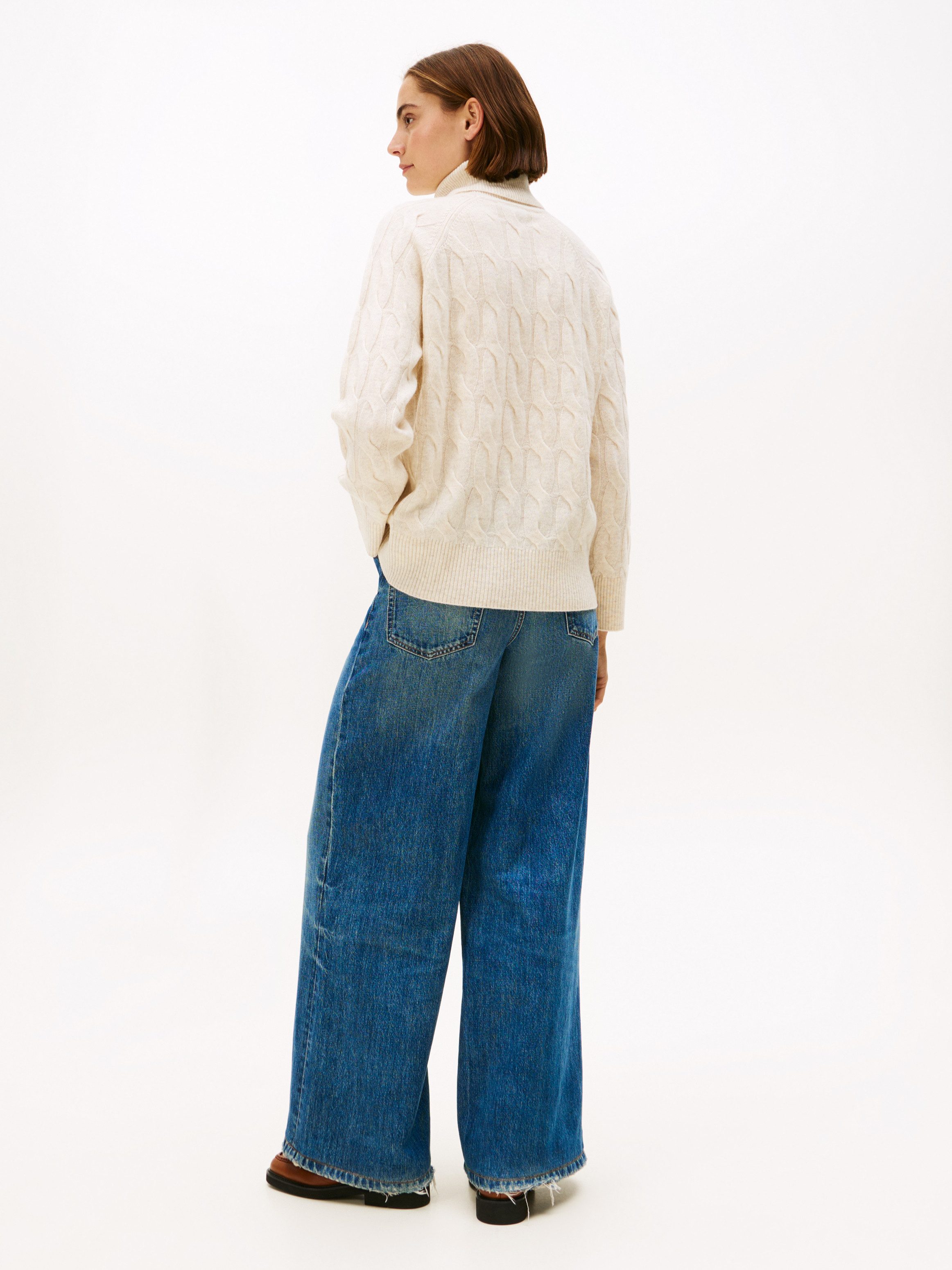 Tommy Hilfiger Coltrui SOFT WOOL CABLE ROLL-NK LS SWT met kabelpatroon, van zuivere wol